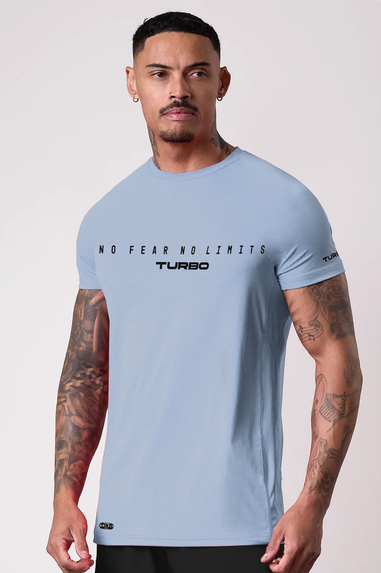 Turbo Motivational Quote ClimaCool Dry-Fit Tee In Sky Blue