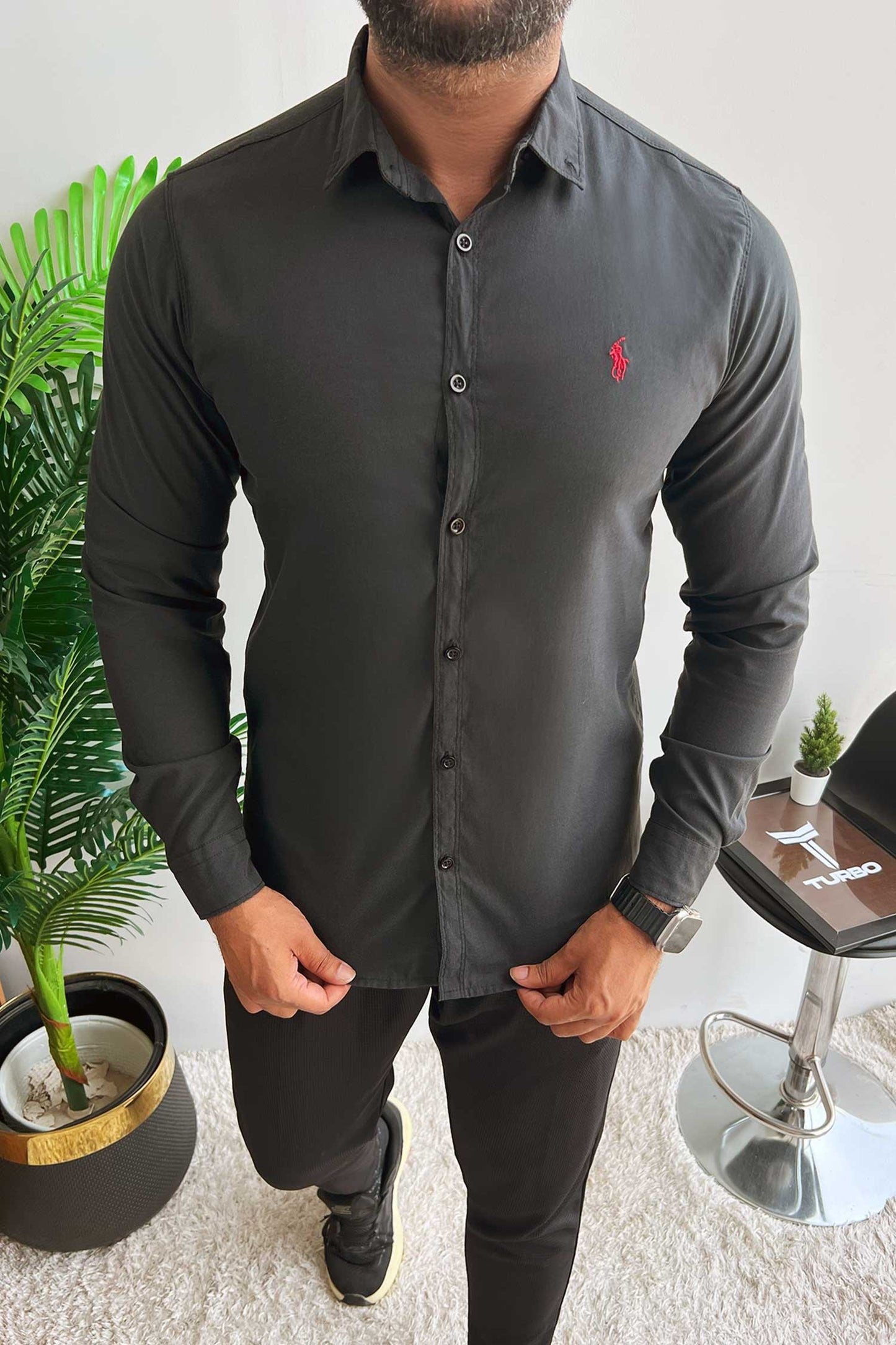 Polo Rph Lren Custom SlimFit Casual Shirt In Black