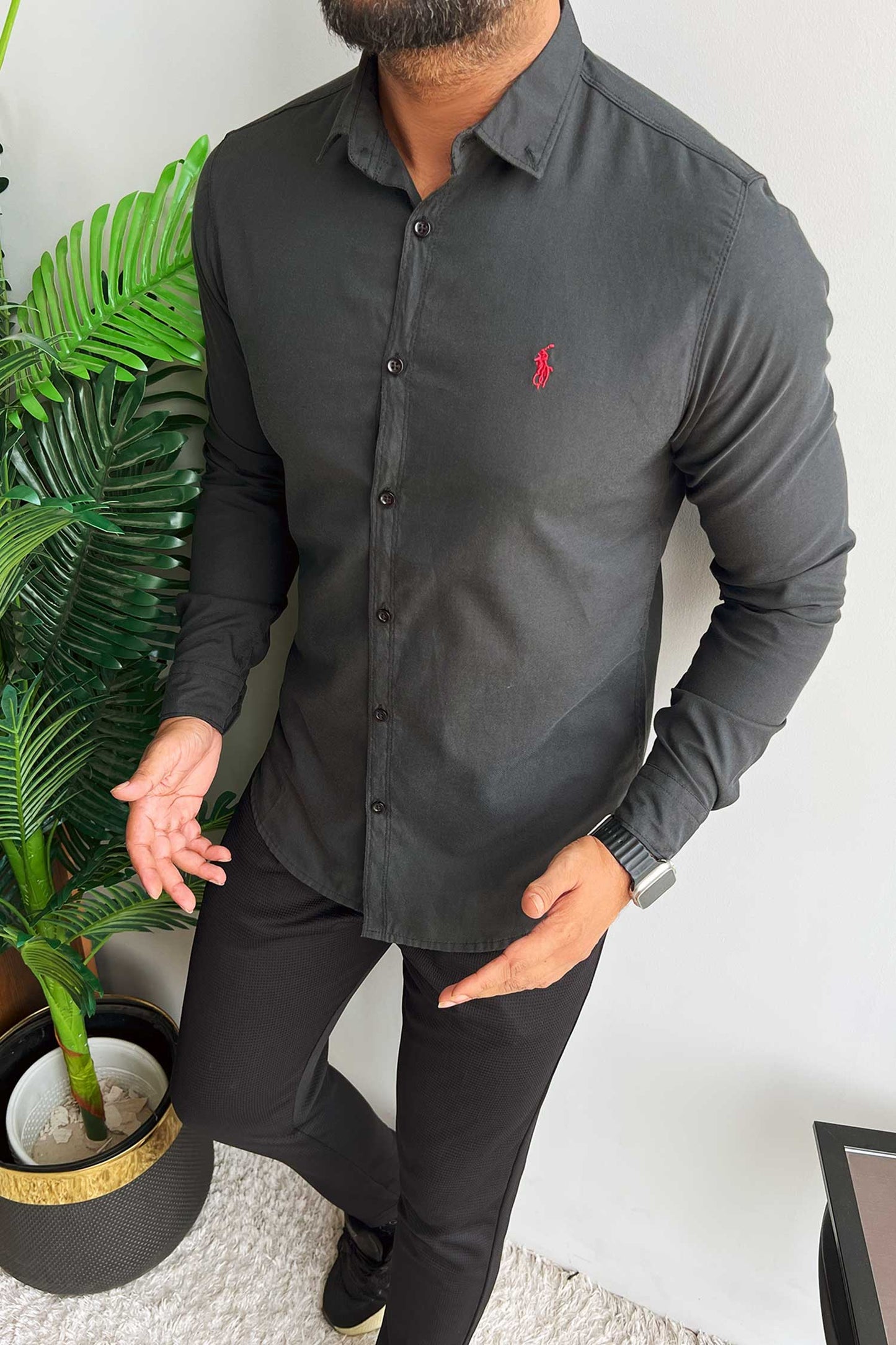 Polo Rph Lren Custom SlimFit Casual Shirt In Black