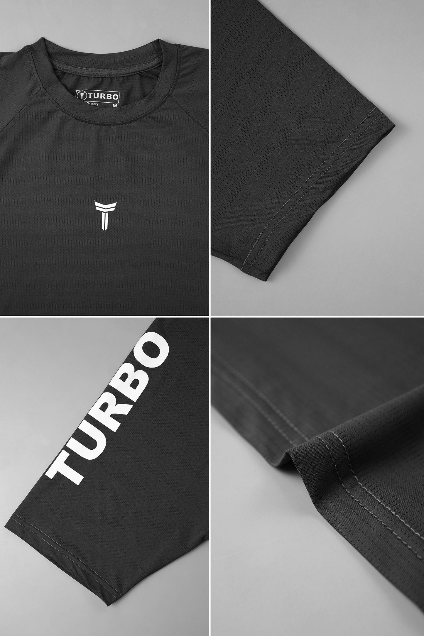 Turbo 'Statement Sleeve' Raglan Dry-Fit Tee In Black