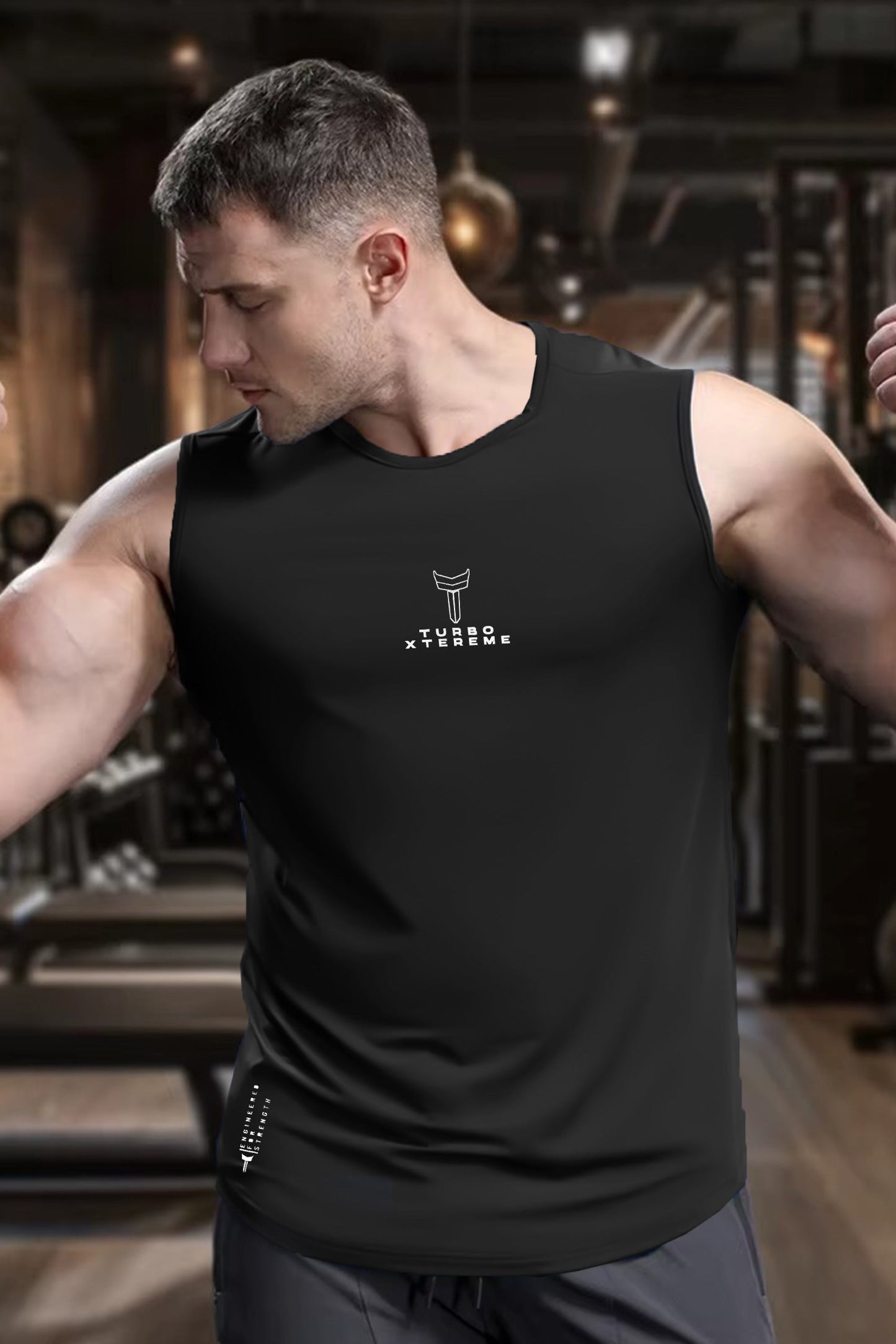 Turbo 'Xtreme Cut' Muscle Performance Men Sando In Black