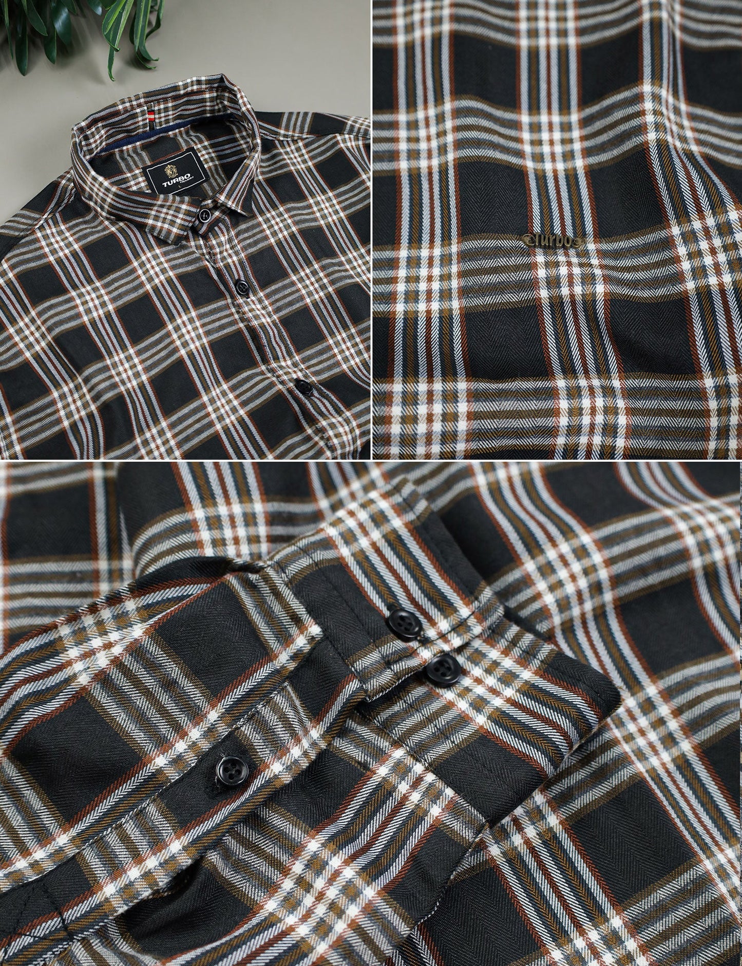 Turbo Tattersall Checkered Long Sleeve Cotton Casual Shirt