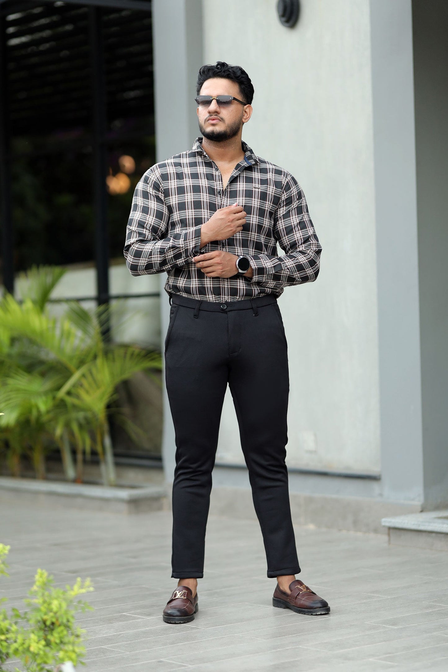 Turbo Tattersall Checkered Long Sleeve Cotton Casual Shirt