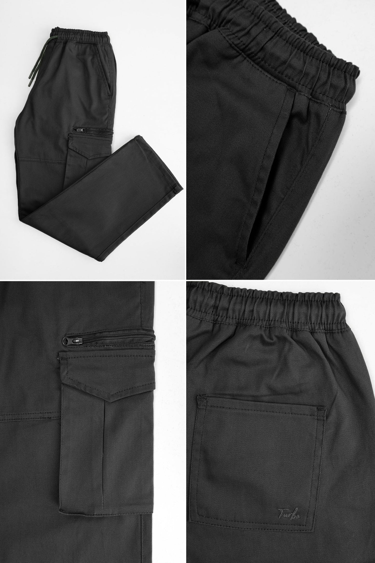 Turbo 'Recon' Division Zip-Detail Loose Bottom Cargo Trouser In Black