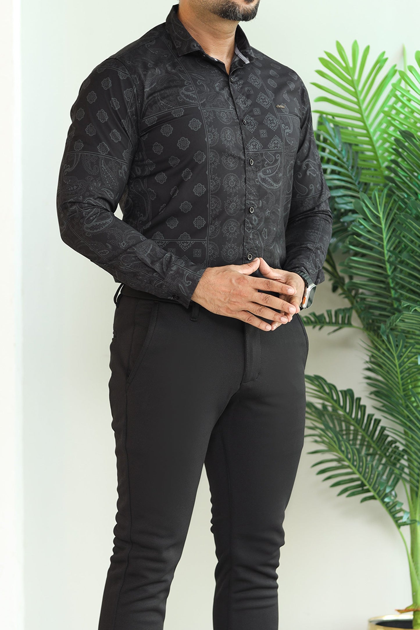 Turbo Splash Printed Long Sleeve Cotton Casual Shirt