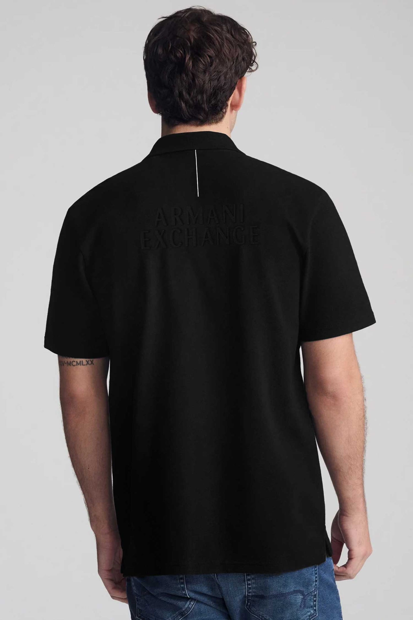 Armni Icon Stripe Zip-Placket Men's Polo Shirt