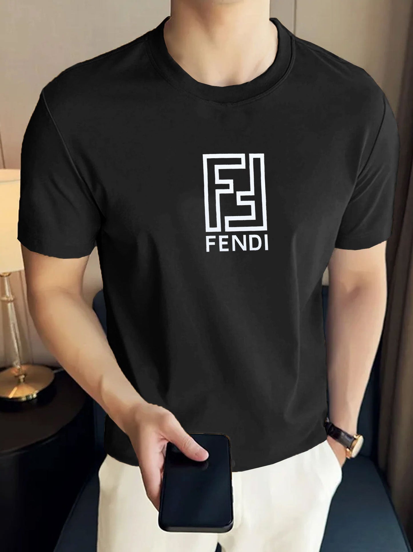 Fndi Labyrinth Monogram Classic Crew Neck Tee