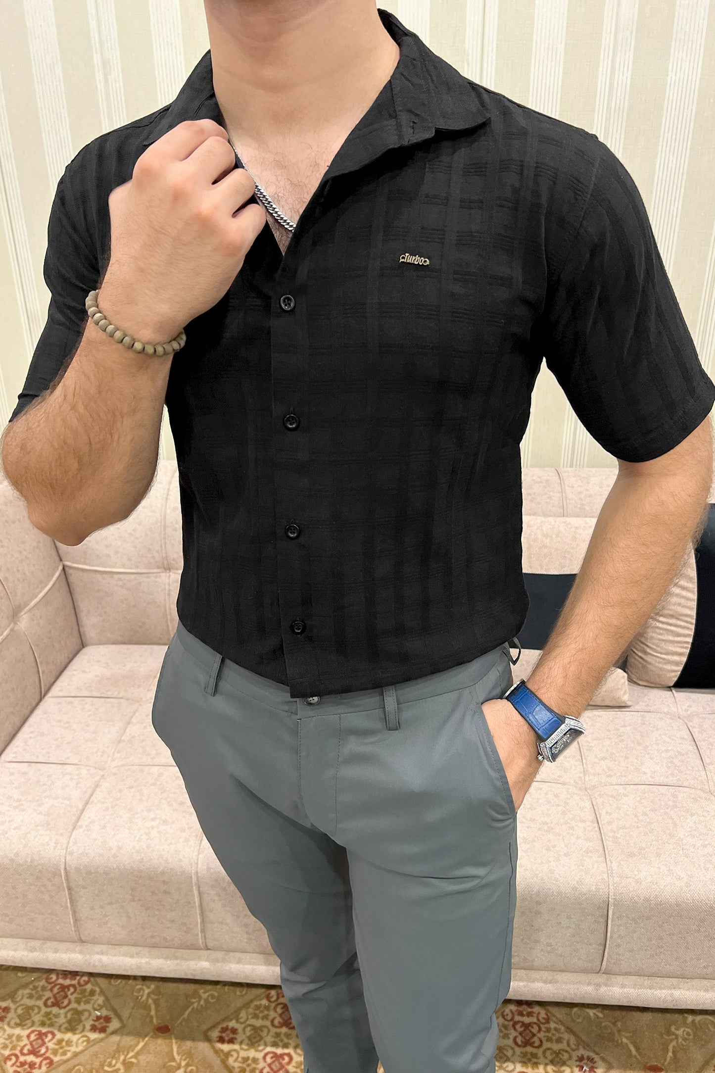 Turbo ShowOff Self Pattern Casual Shirt