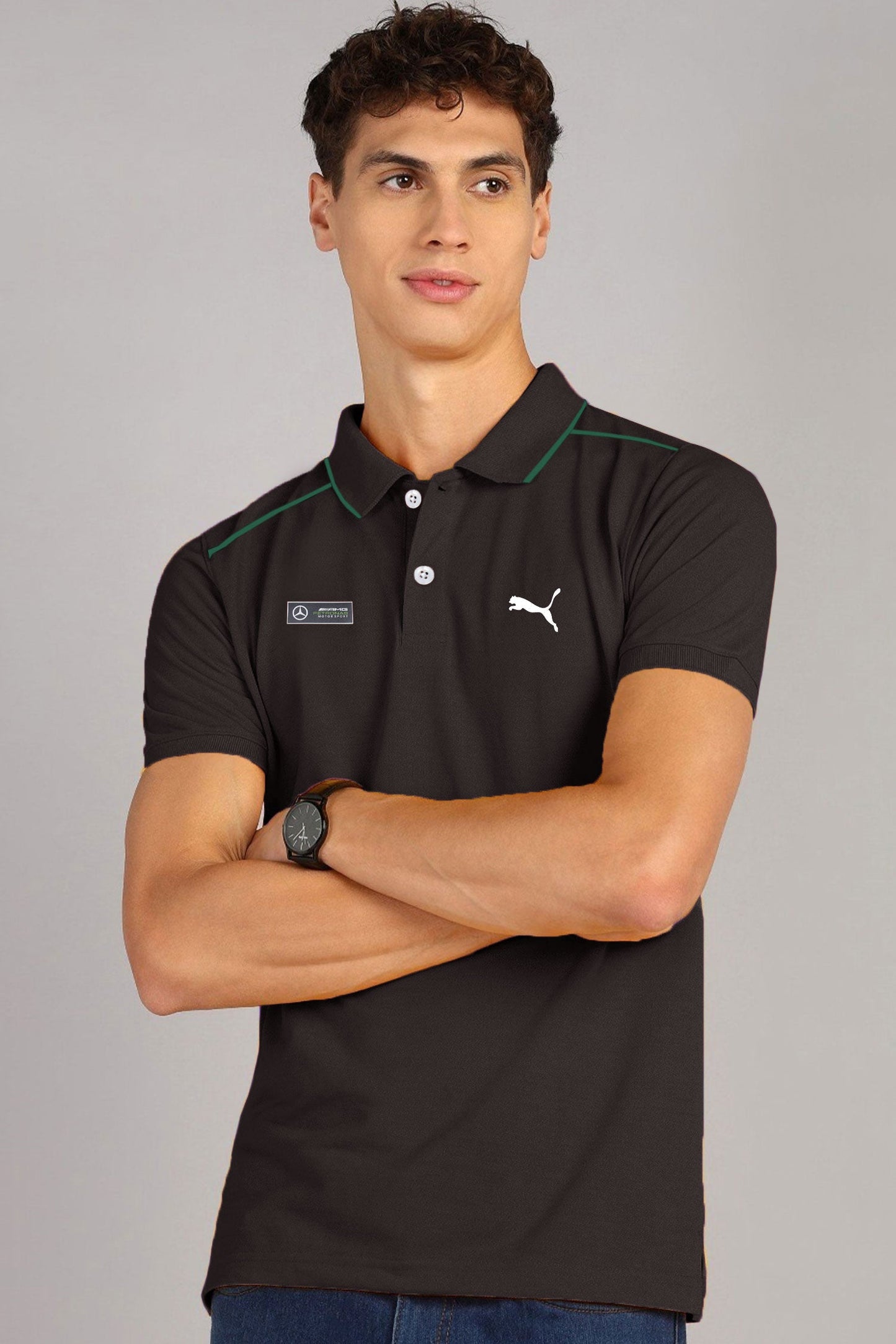 Pma AMG Benz Edition Premium Men's Polo Shirt In Black