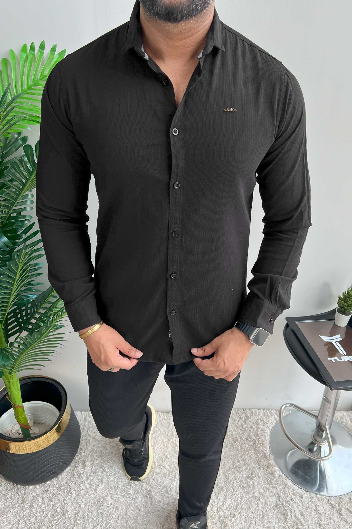 Turbo Self Lining Long Sleeve Cotton Casual Shirt