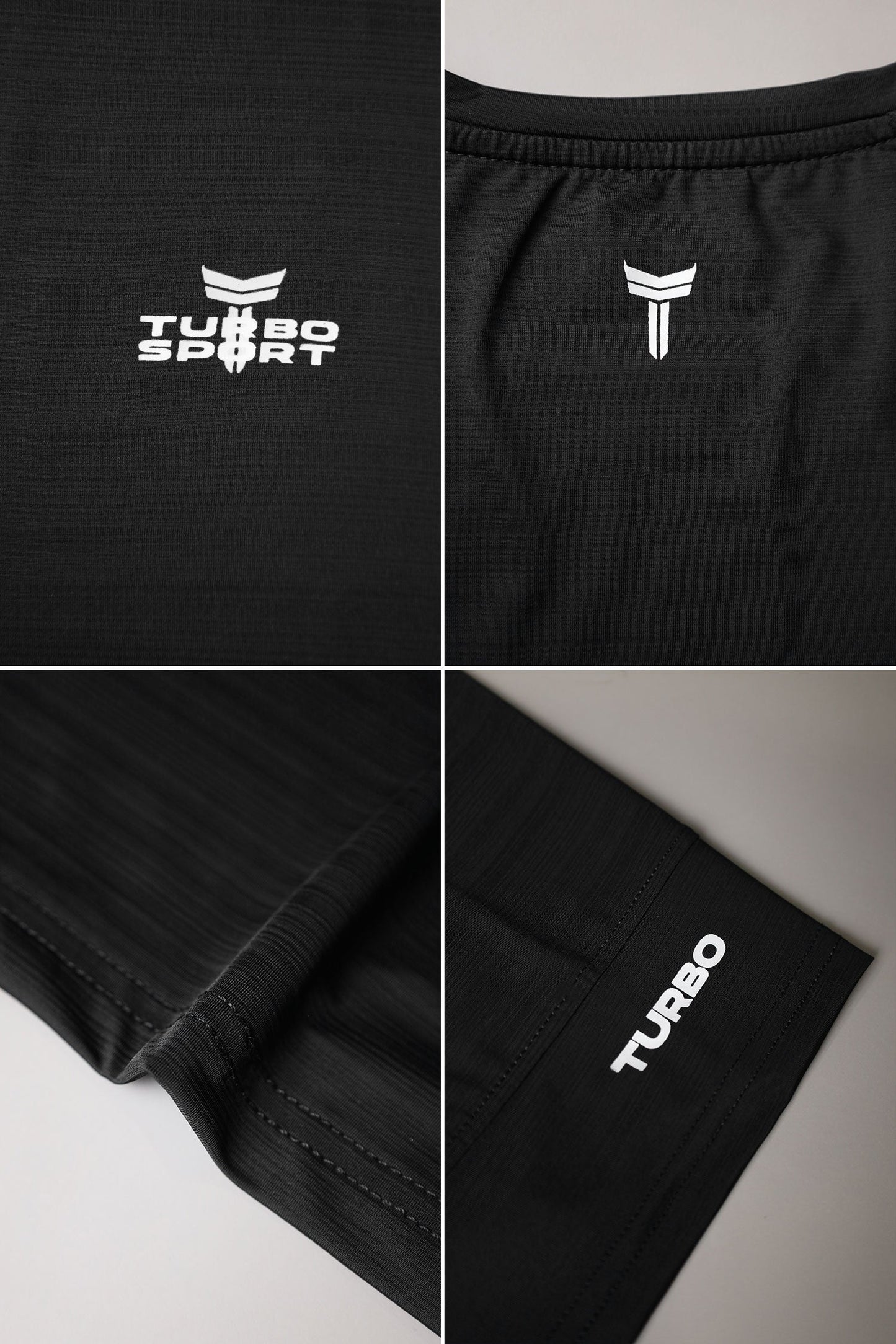 Turbo Sport Shoulder Striped Breathable Dry-Fit Tee In Black