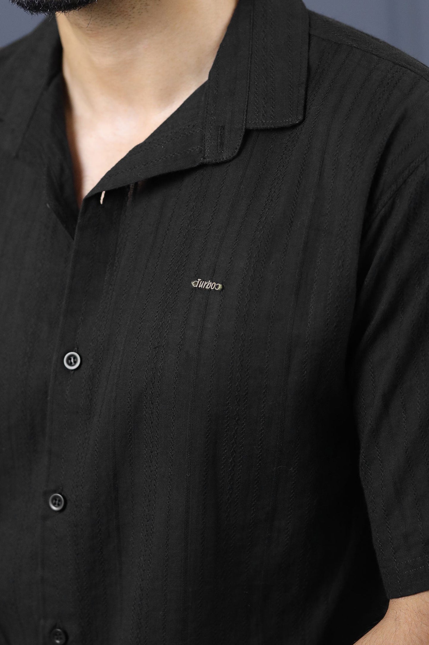 Turbo Textured Champ Casual Shirt In Black