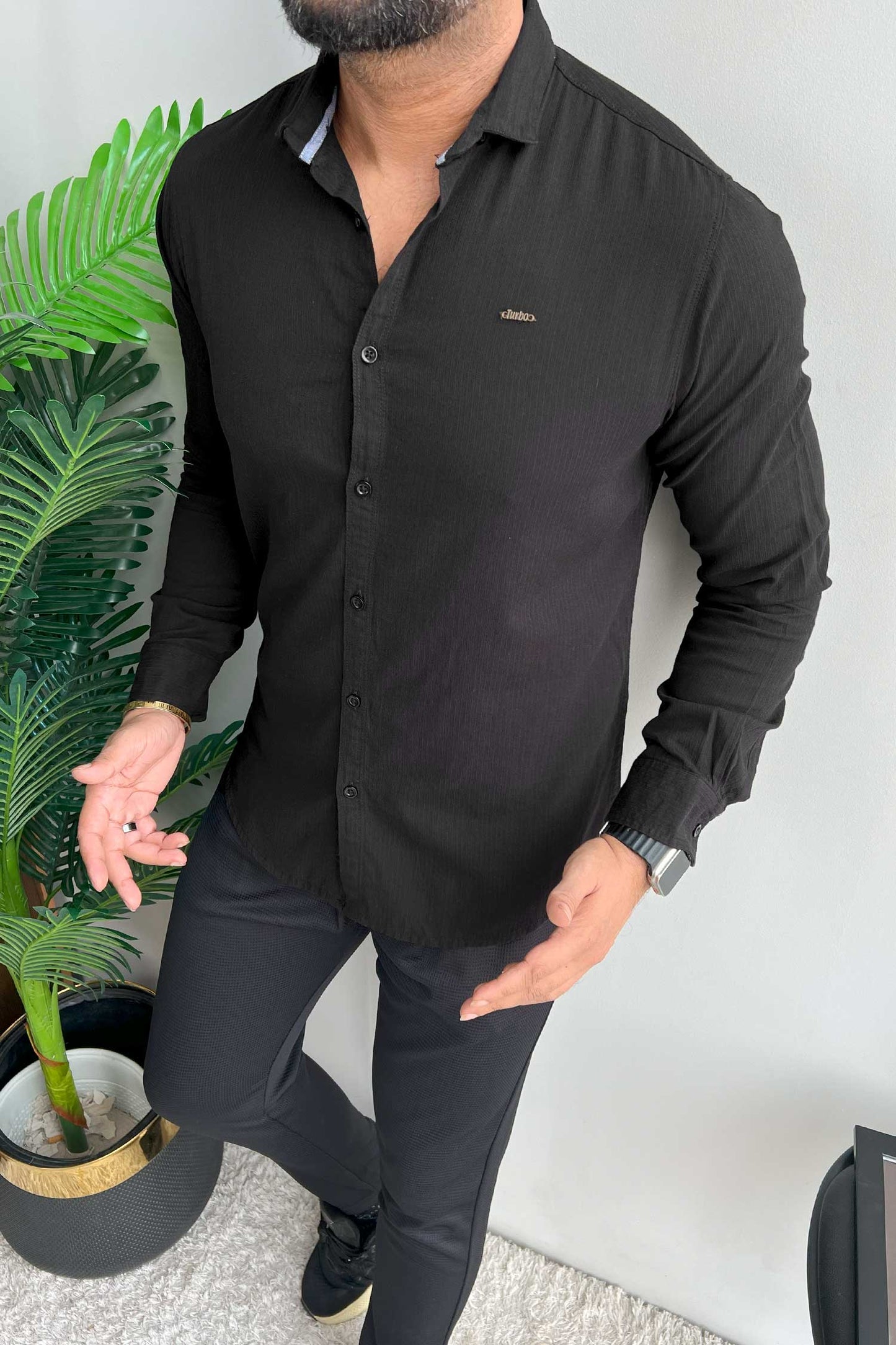 Turbo Self Lining Long Sleeve Cotton Casual Shirt