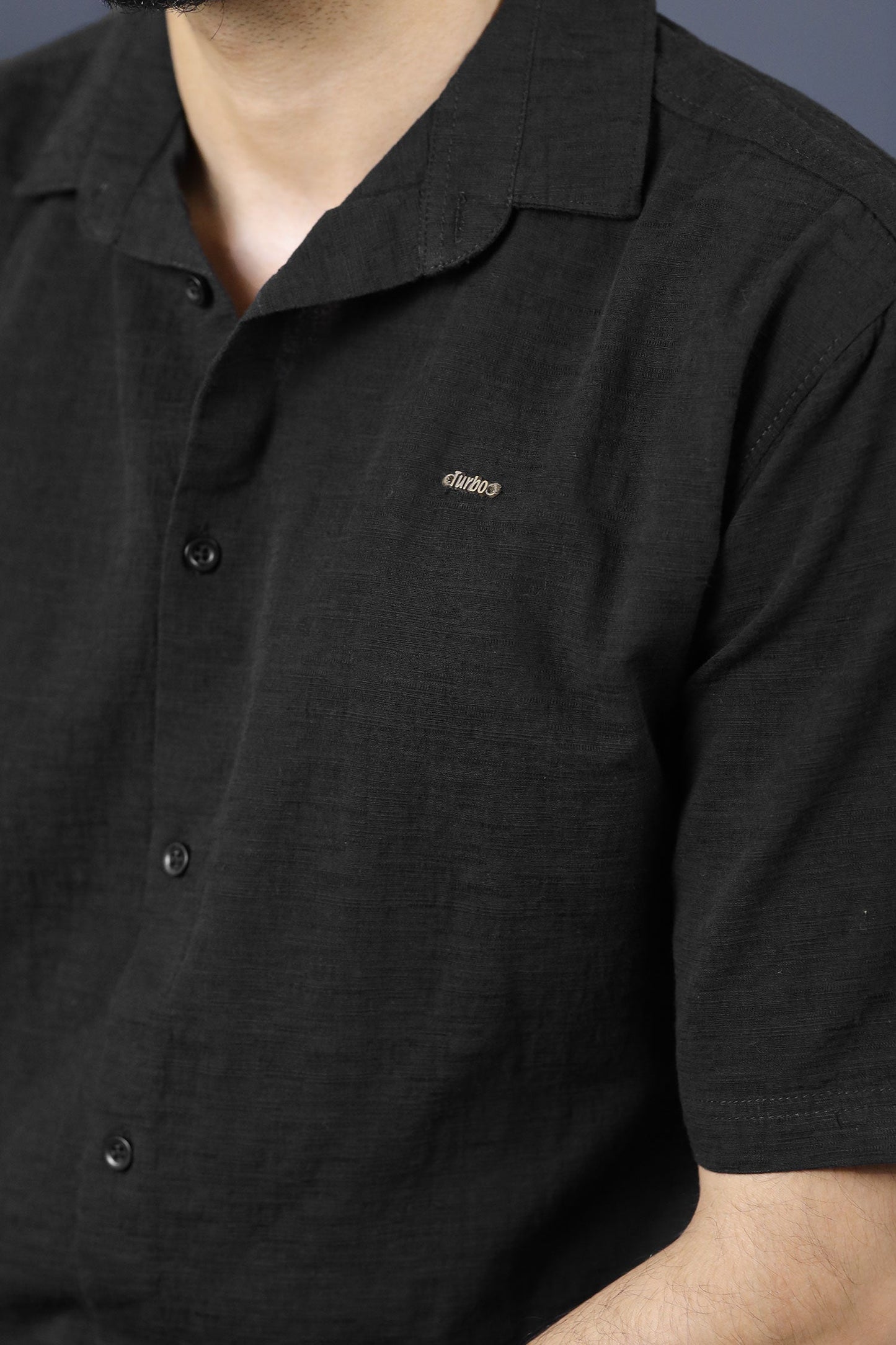 Turbo Textured Relaxed Fit Casual Shirt In Black