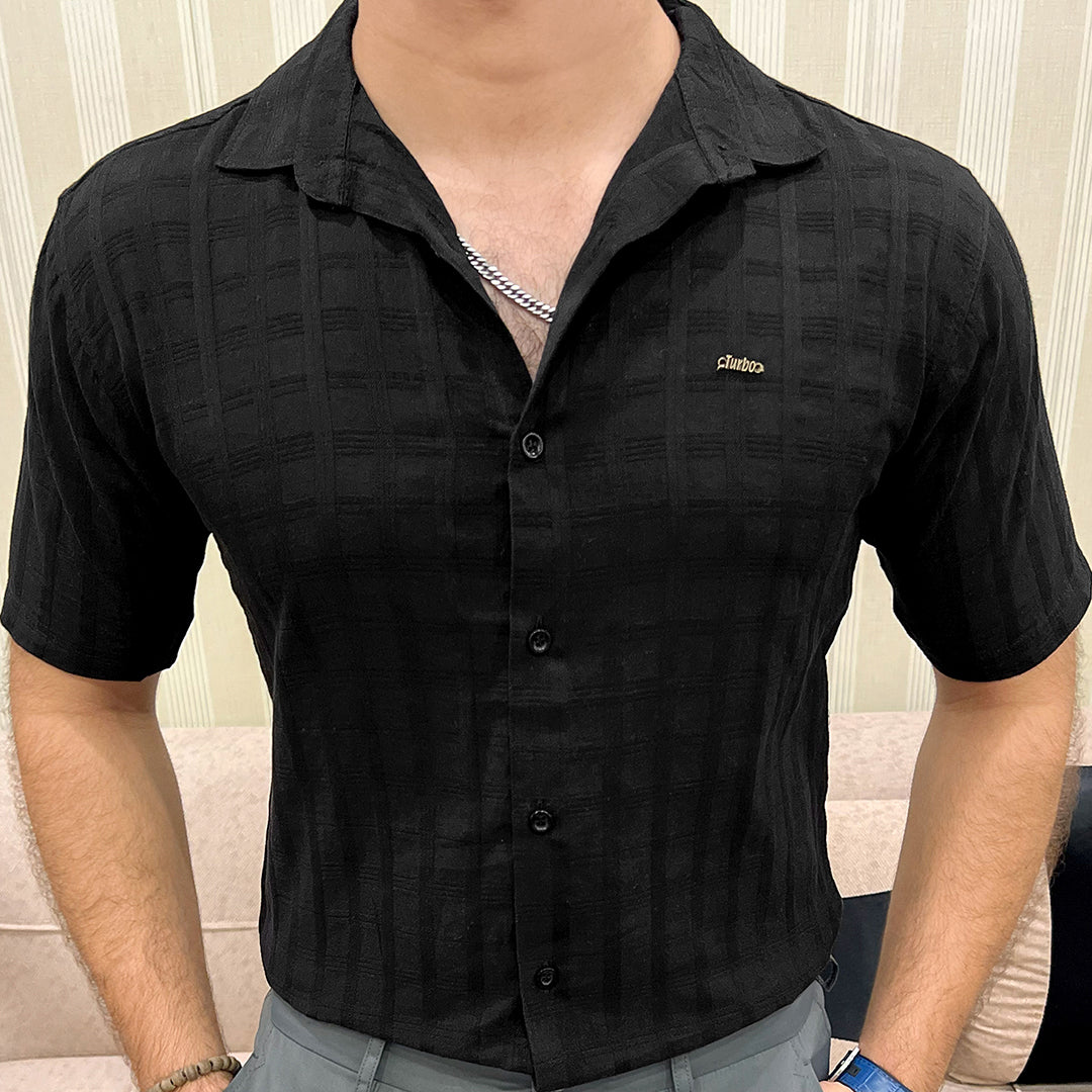 Turbo ShowOff Self Pattern Casual Shirt In Black