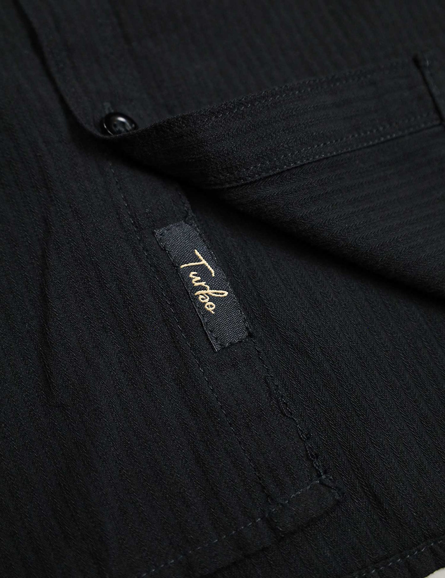 Turbo Self Lining Long Sleeve Cotton Casual Shirt In Black