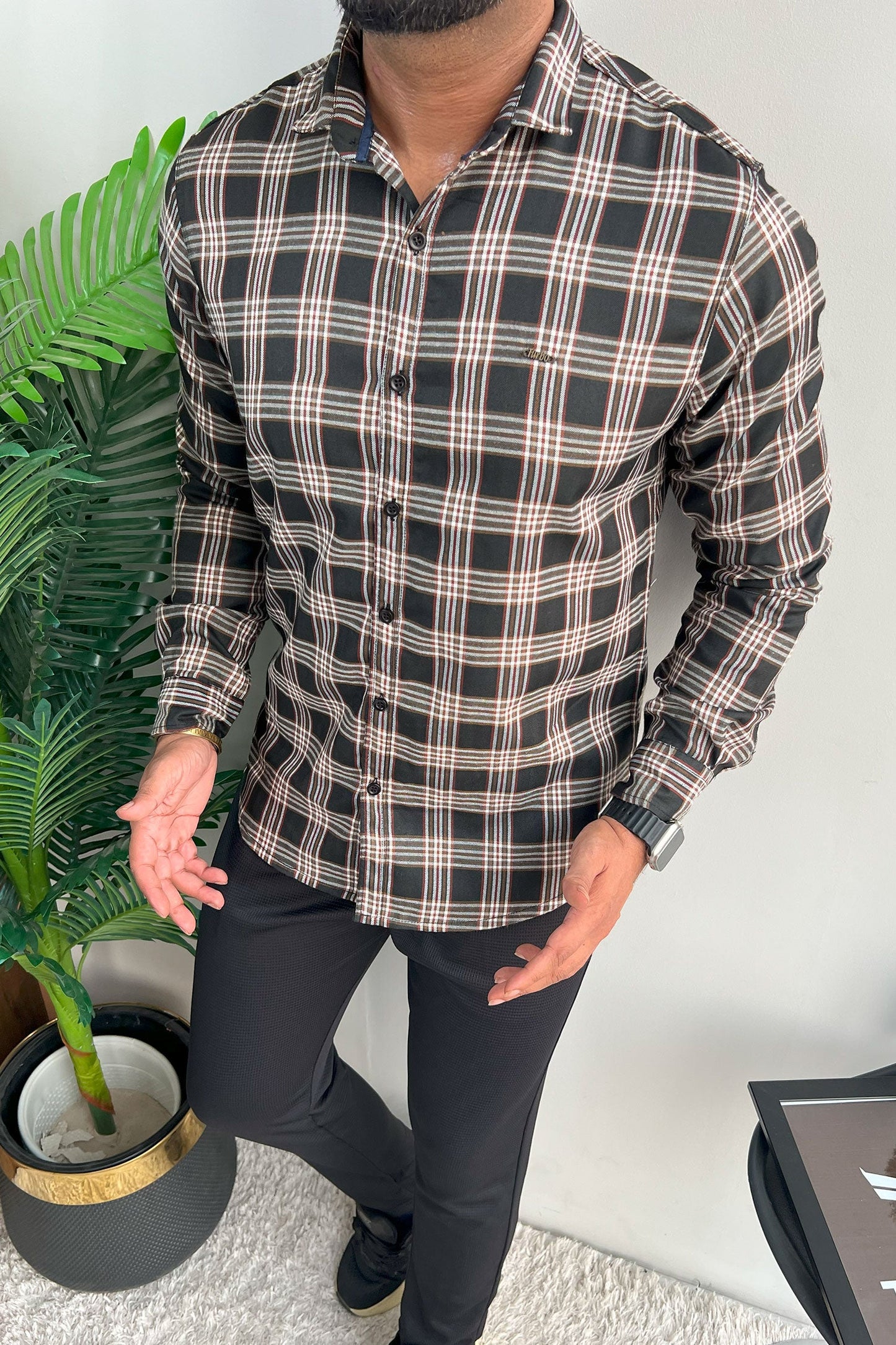 Turbo Tattersall Checkered Long Sleeve Cotton Casual Shirt