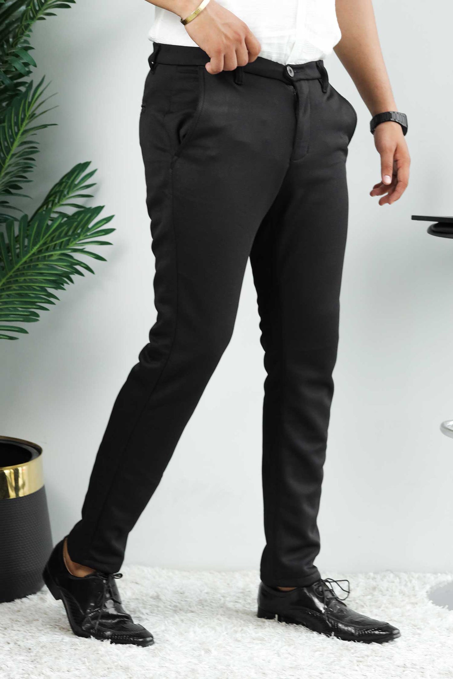 Elegant Self Texture Knitted Cotton Ankle fit Pant