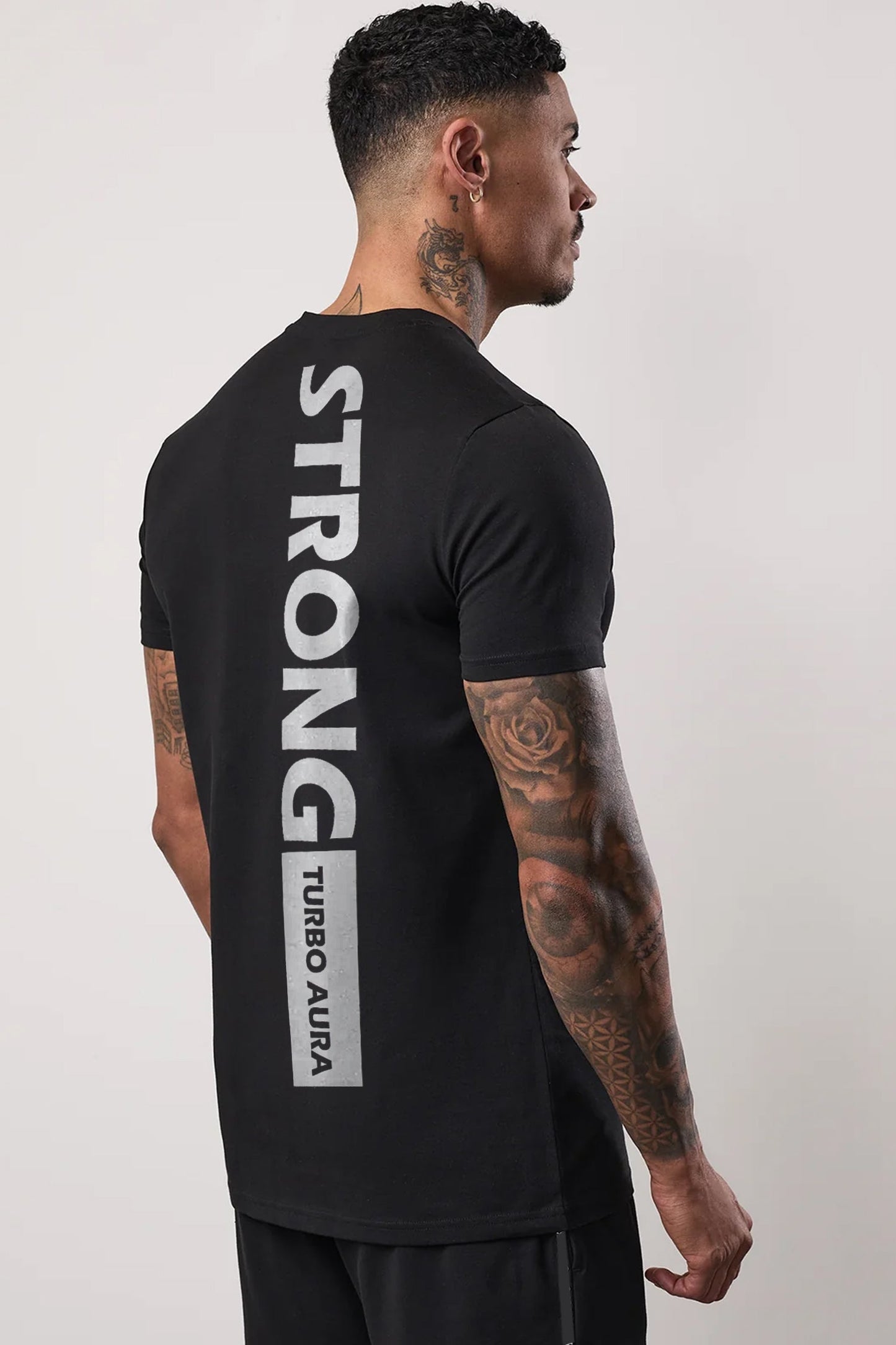 Turbo 'Strong Aura' Statement Series Dry-Fit Tee In Black