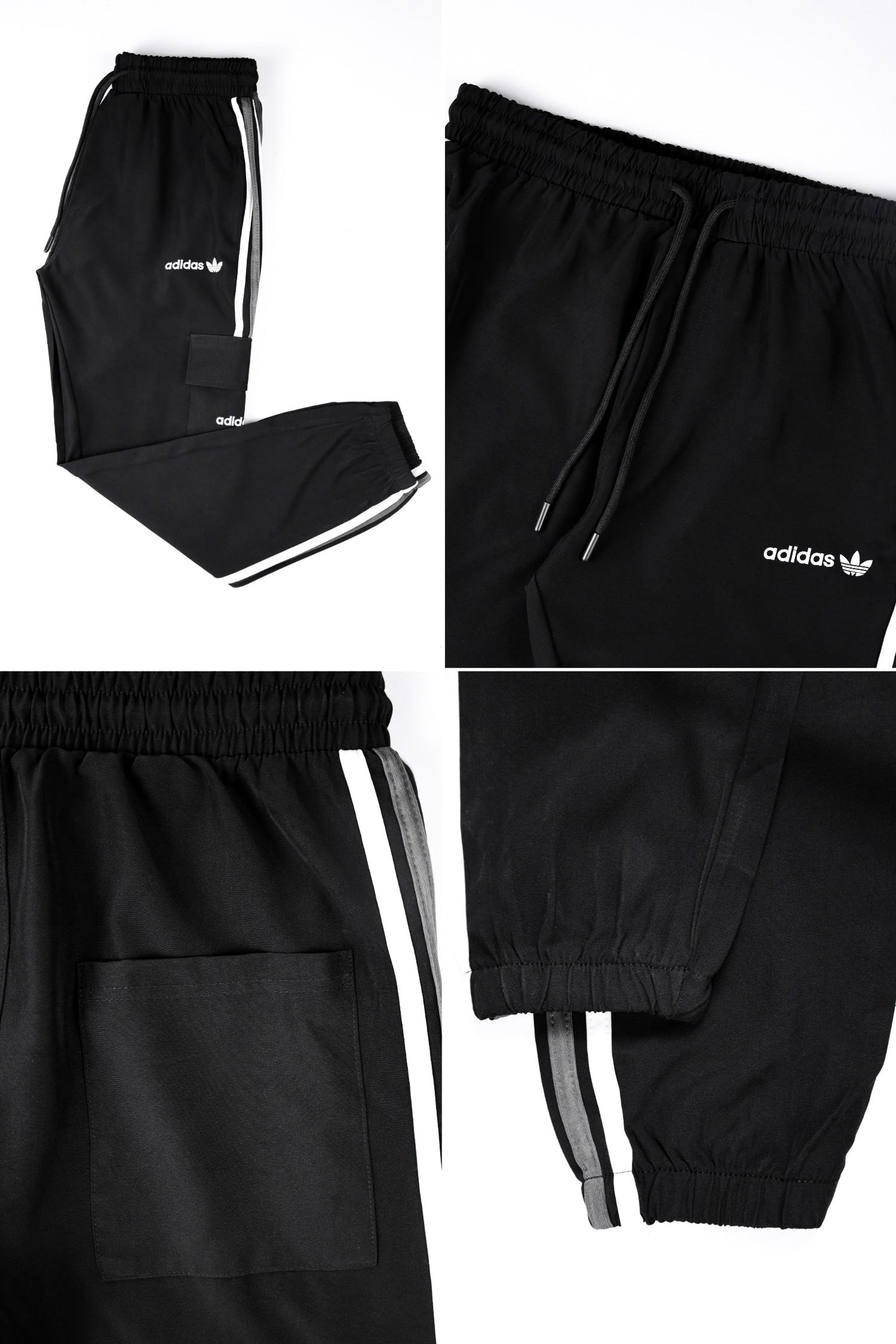 Adds Micro Stripes Slimfit Imported Sportswear Trouser In Black