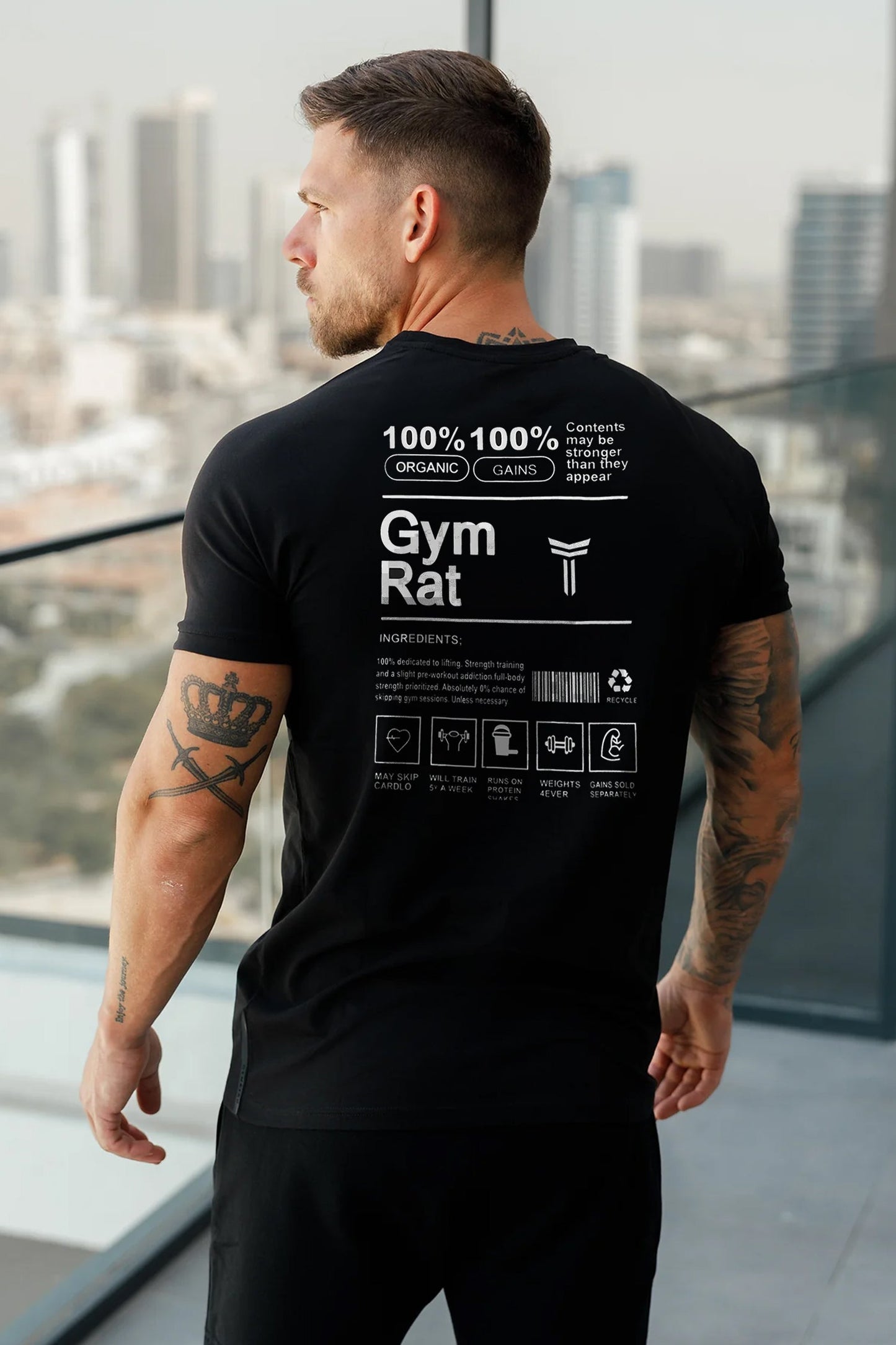 Turbo 'The Gymrat Manifesto' Graphic Performance Dry-Fit Tee In Black