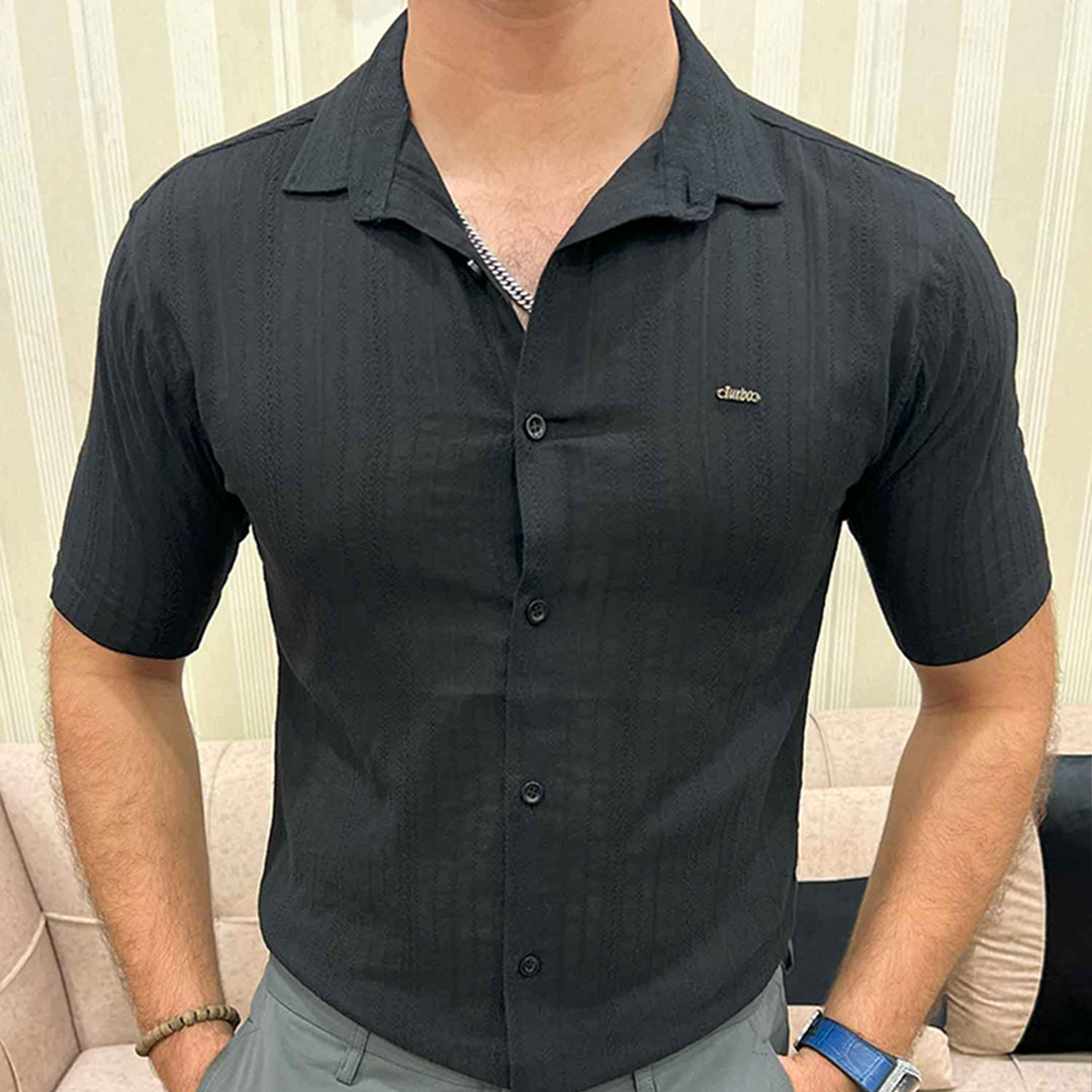 Turbo Textured Champ Casual Shirt In Black