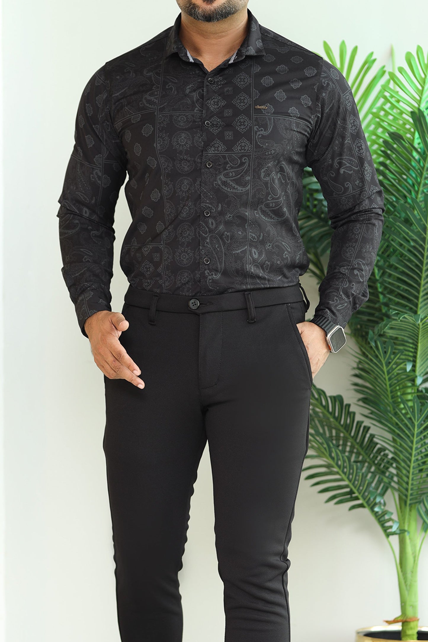 Turbo Splash Printed Long Sleeve Cotton Casual Shirt