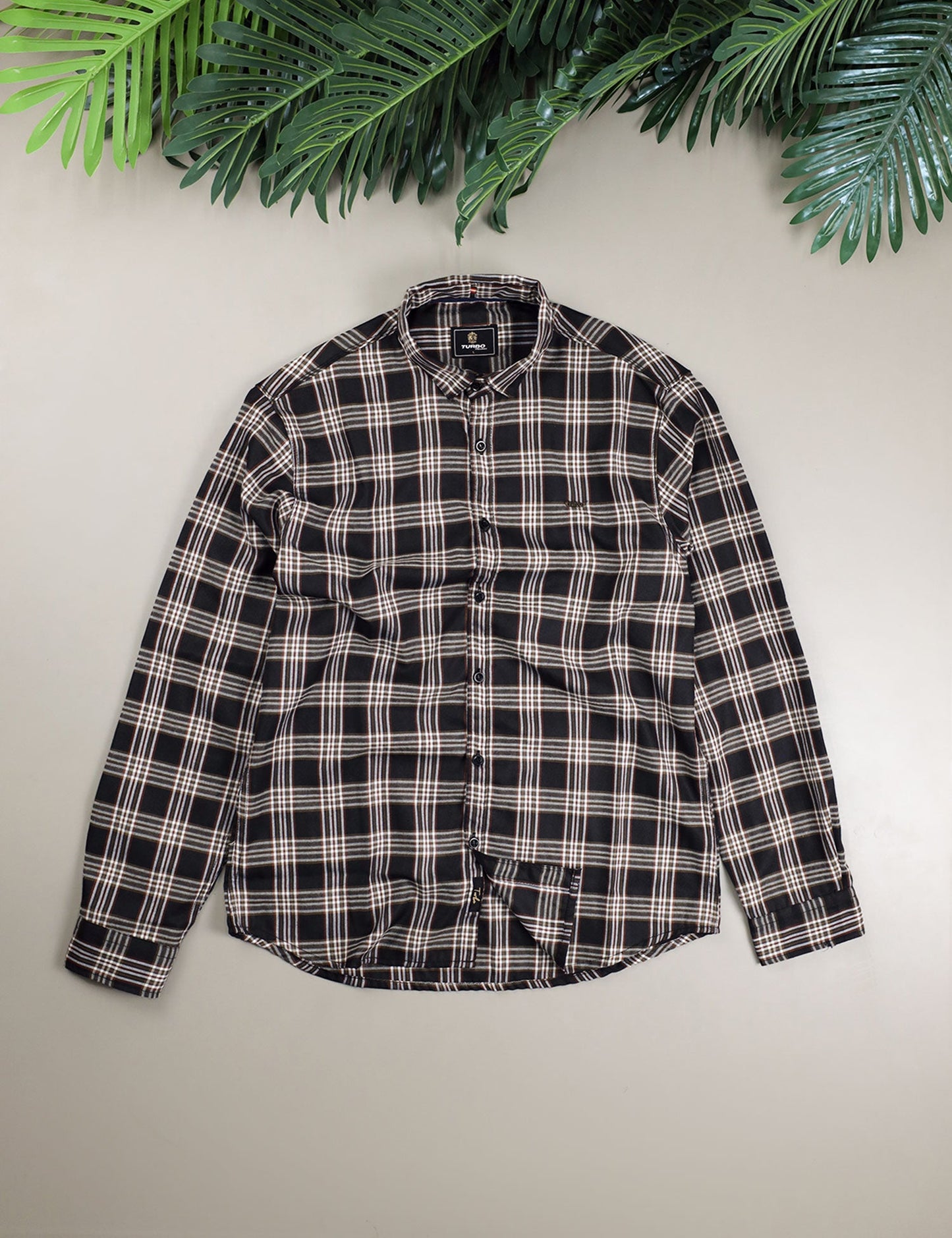 Turbo Tattersall Checkered Long Sleeve Cotton Casual Shirt