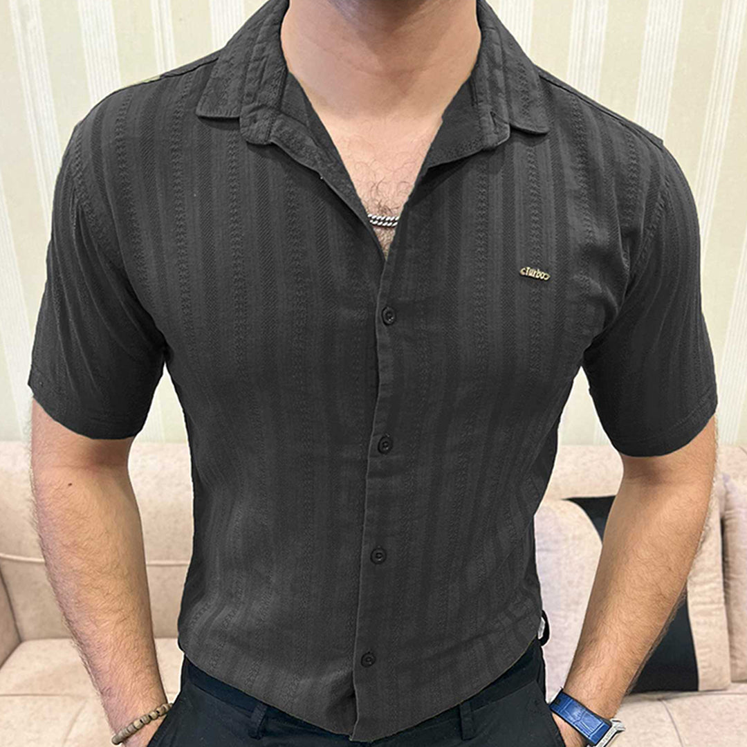 Turbo Endless Cool Embossed Casual Shirt In Black