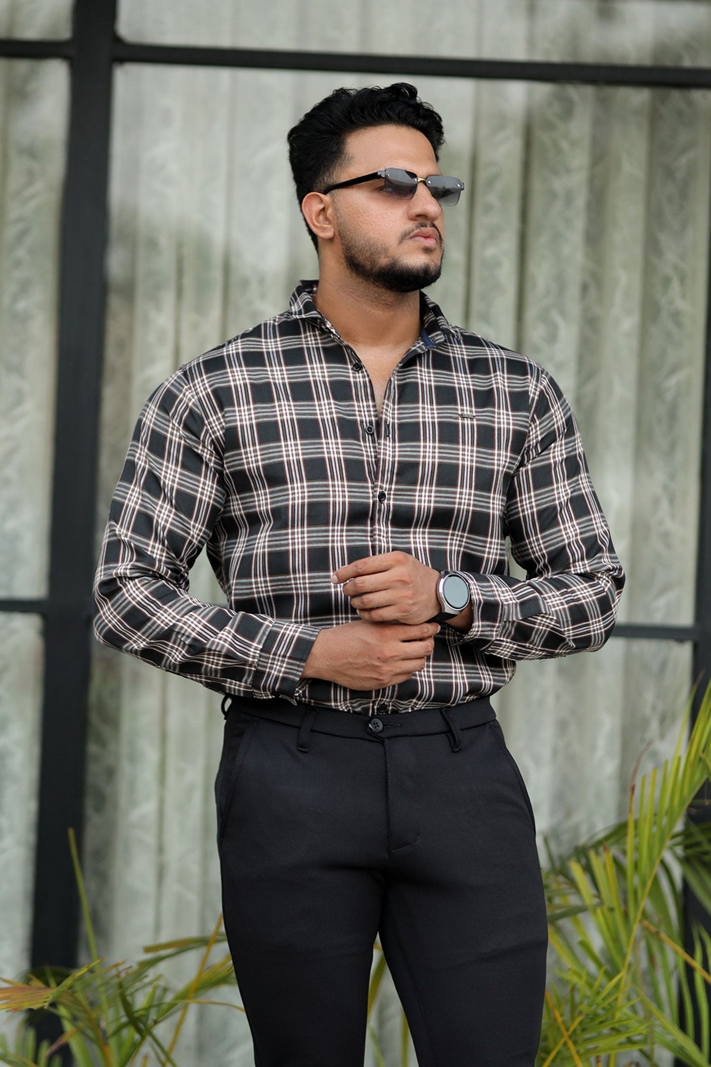 Turbo Tattersall Checkered Long Sleeve Cotton Casual Shirt