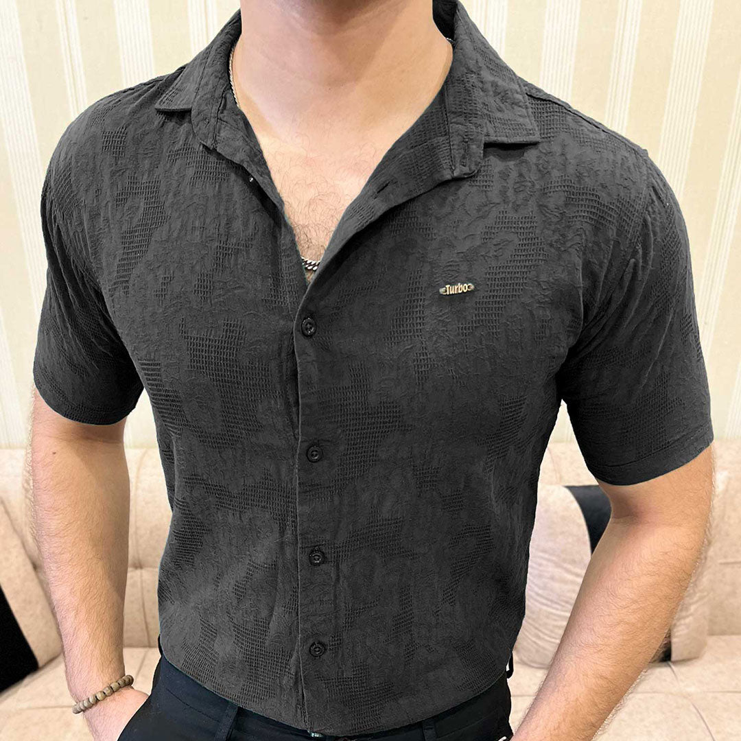 Turbo Artistic Touch Comfort Casual Shirt In Black