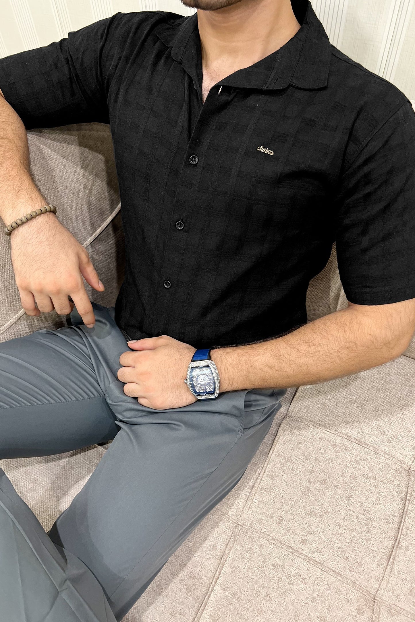 Turbo ShowOff Self Pattern Casual Shirt