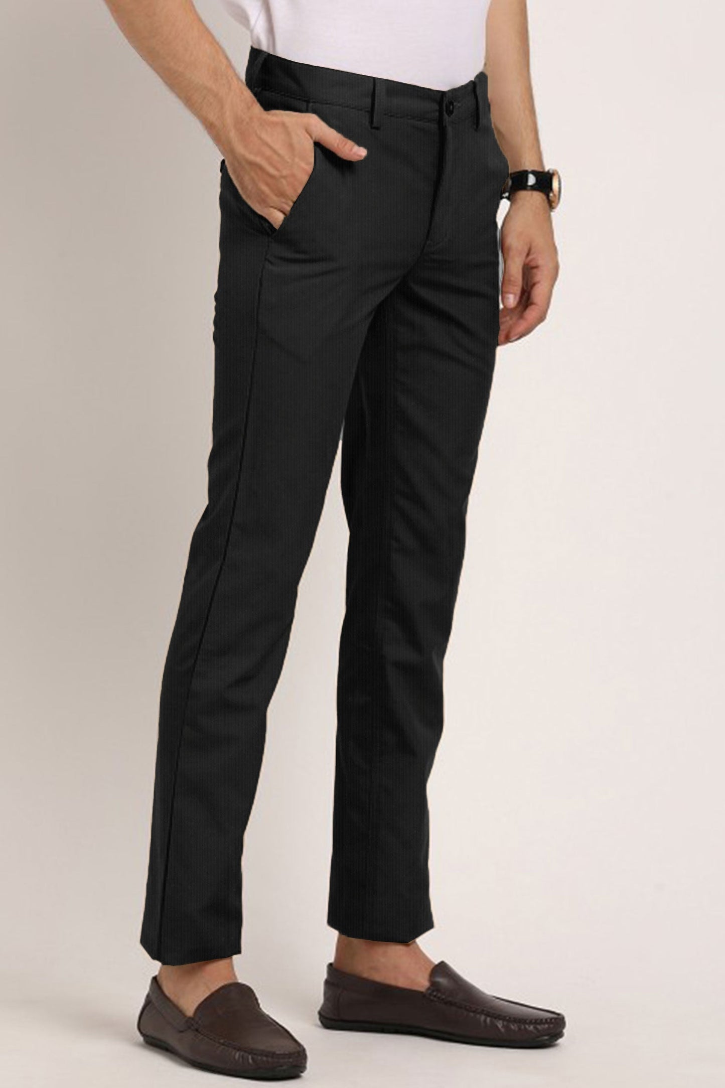 Turbo Urban Executive Slim Fit Cotton Pant In Black