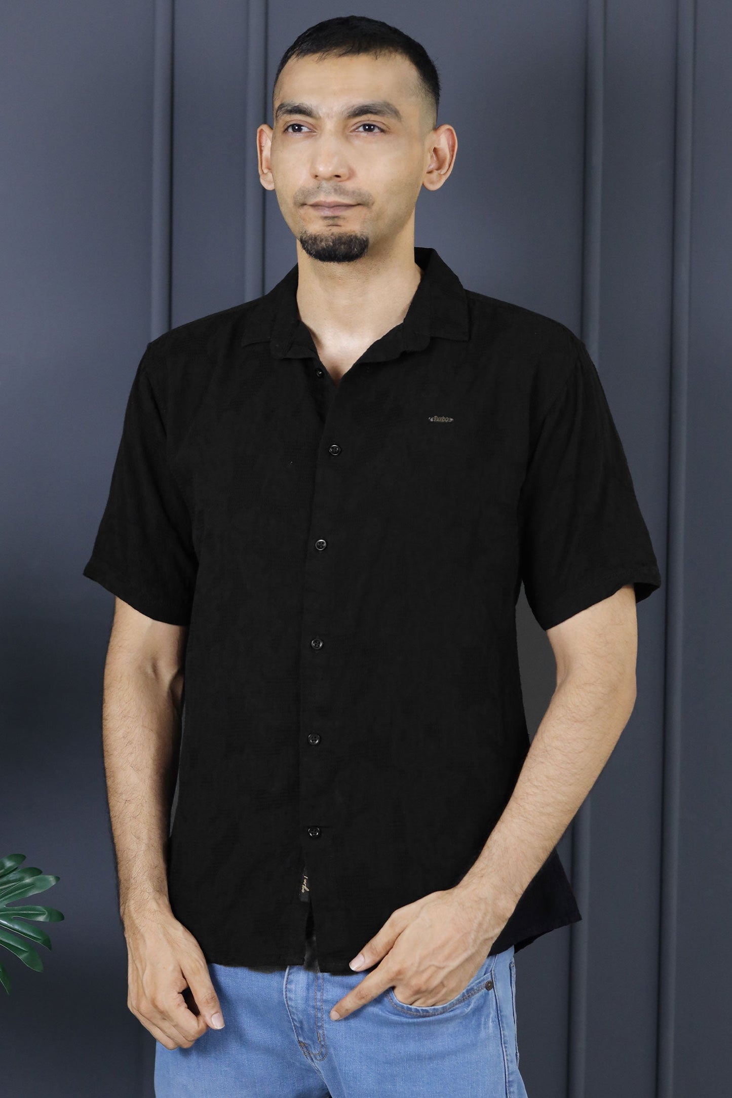 Turbo Artistic Touch Comfort Casual Shirt In Black