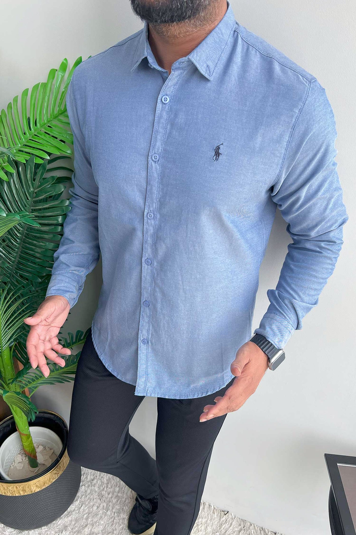 Polo Rph Lren Custom SlimFit Casual Shirt In Blue