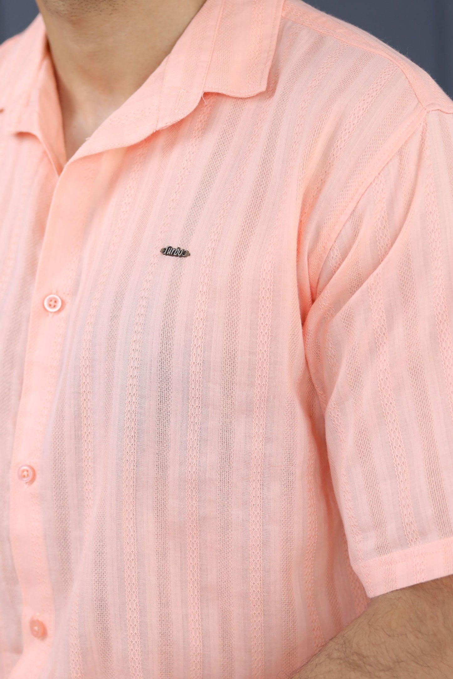 Turbo Endless Cool Embossed Casual Shirt In Baby Pink