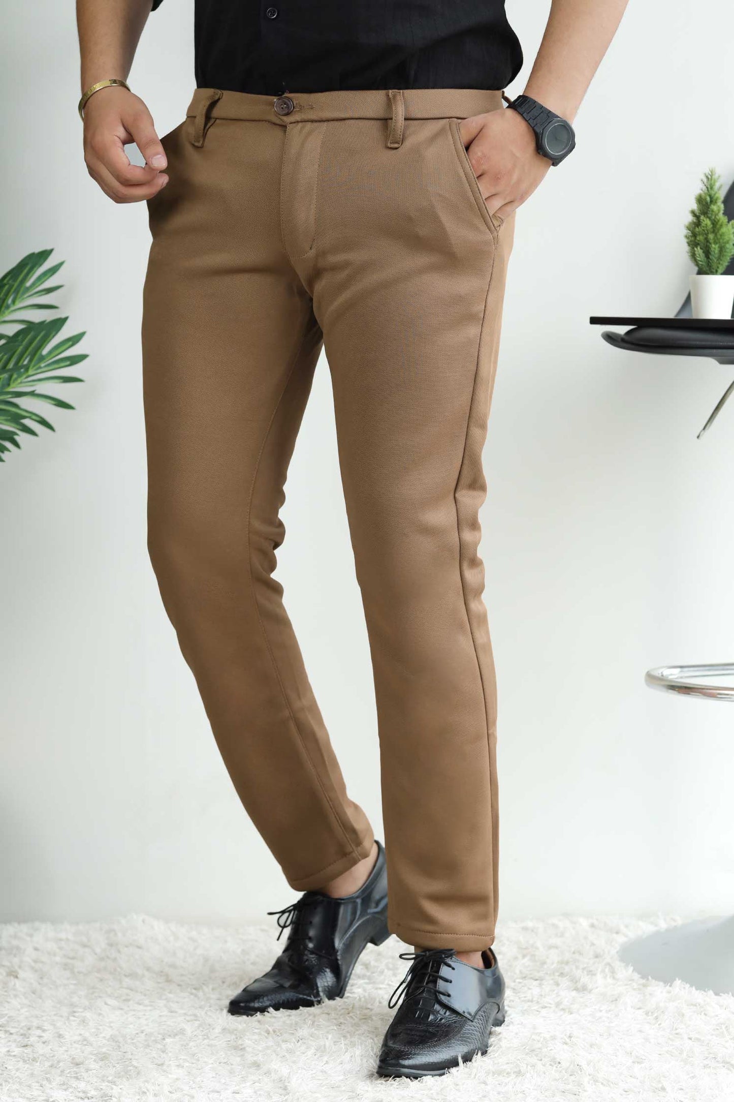 Elegant Self Texture Knitted Cotton Ankle fit Pant