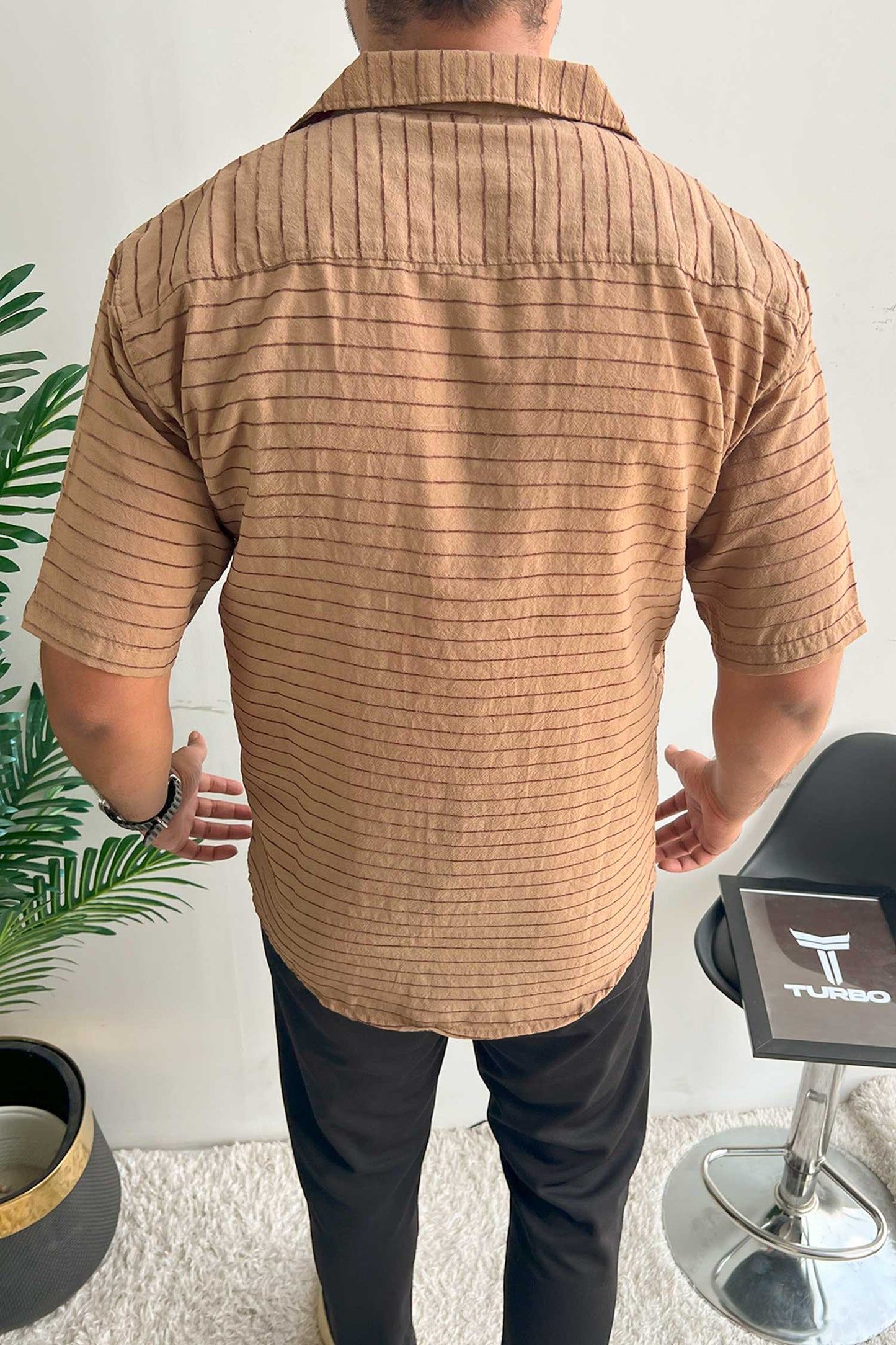 Turbo Snitch Striped Casual Shirt In Brown