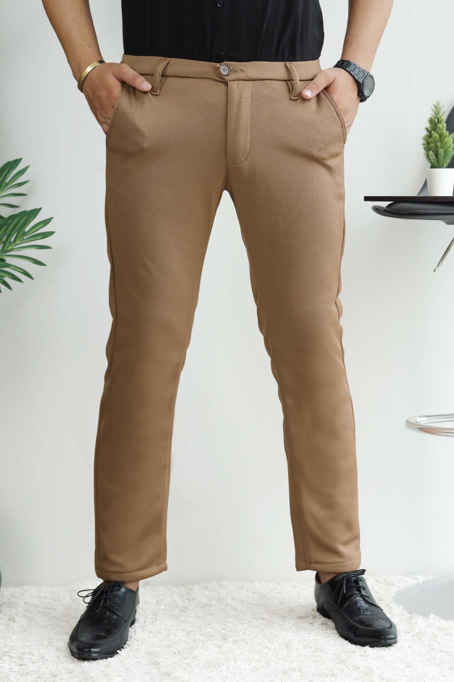 Elegant Self Texture Knitted Cotton Ankle fit Pant