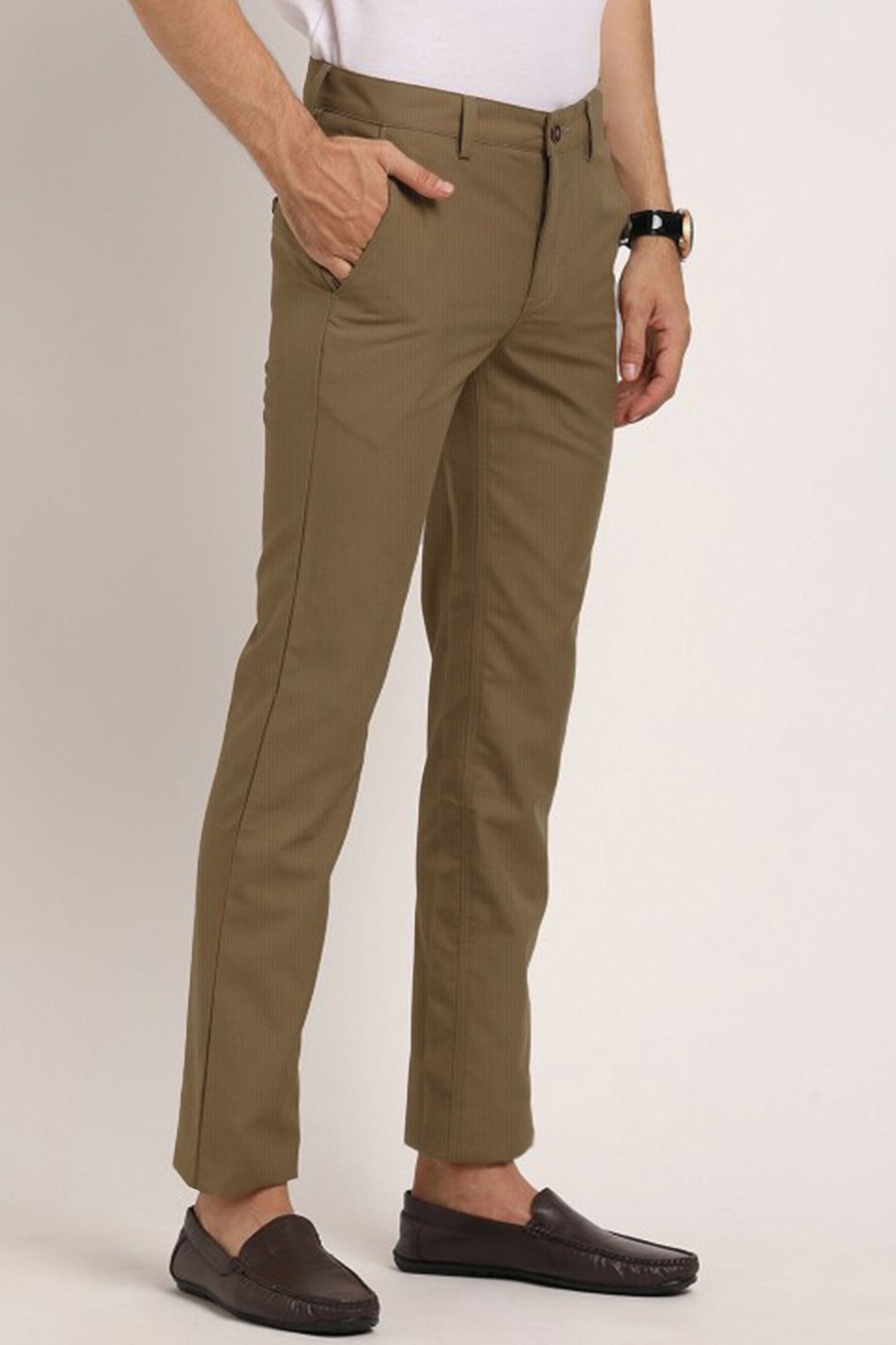Turbo Urban Executive Slim Fit Cotton Pant In Brown