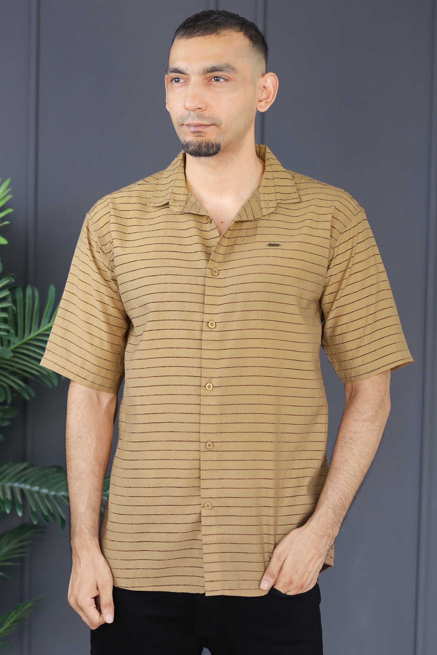 Turbo Snitch Striped Casual Shirt In Brown