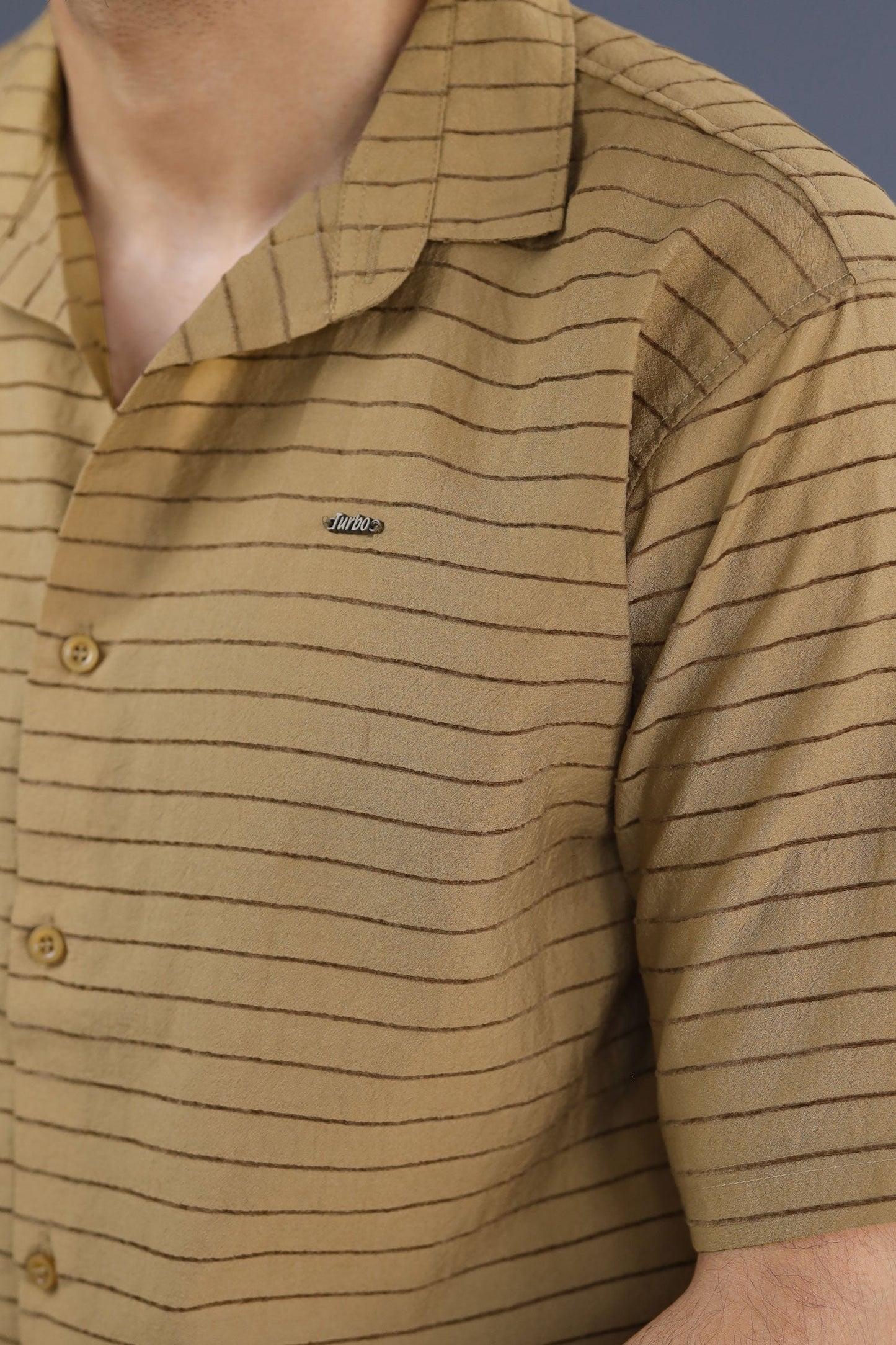 Turbo Snitch Striped Casual Shirt In Brown