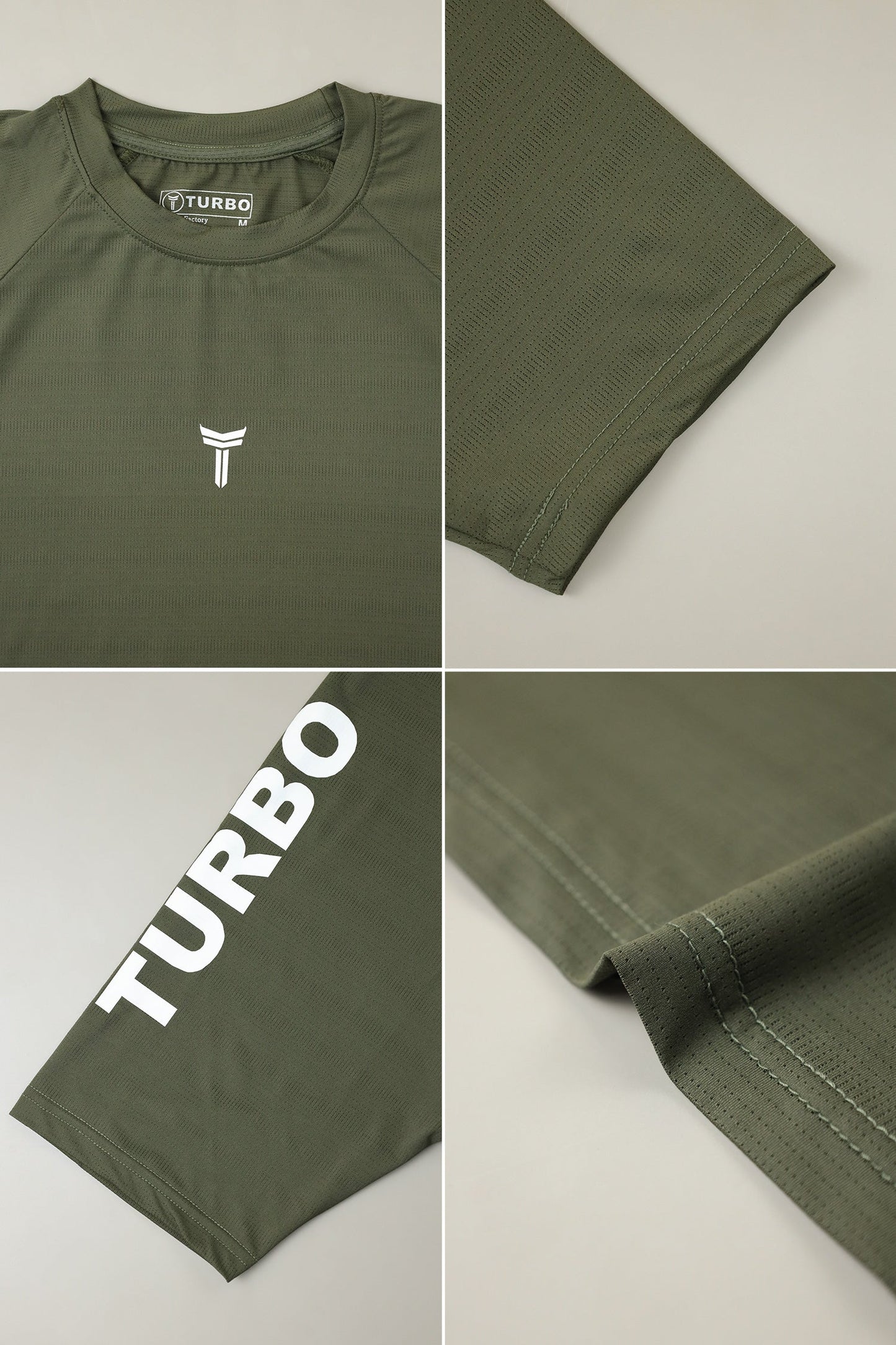 Turbo 'Statement Sleeve' Raglan Dry-Fit Tee In Camo Green