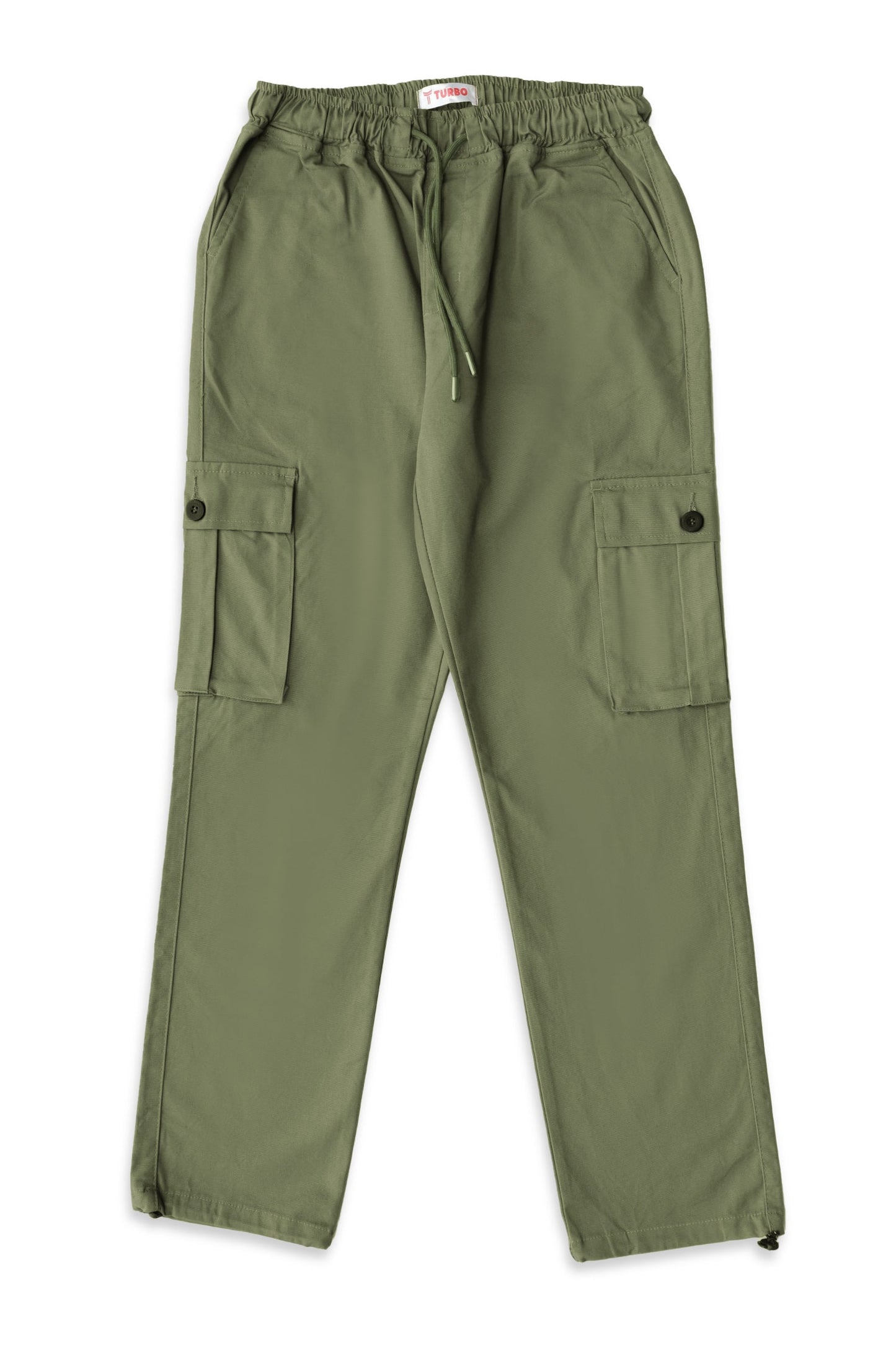 Turbo's 6 Pockets Loose Bottom Cargo Trouser In Olive Green