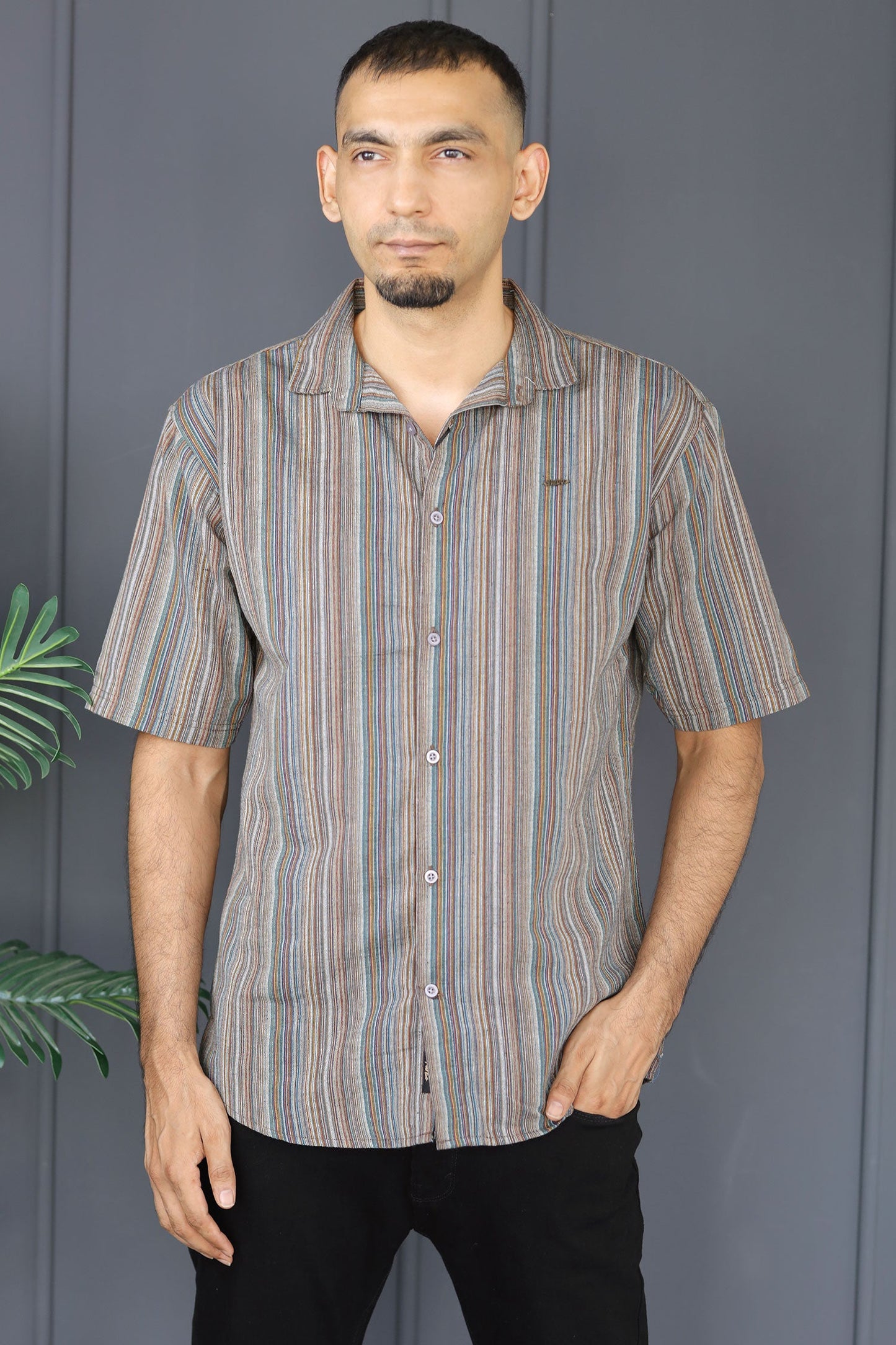 Turbo Spring Edit Textured Casual Shirt In Charcoal