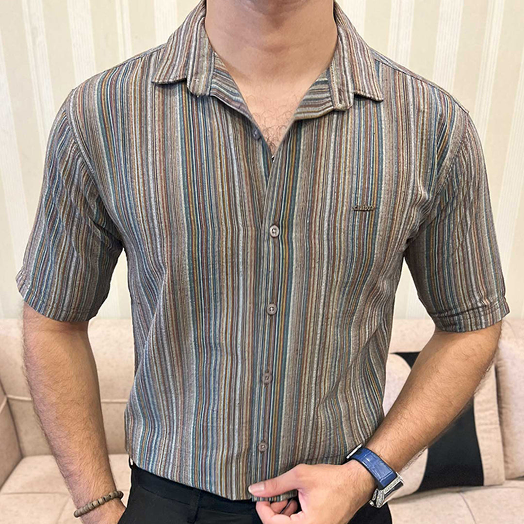 Turbo Spring Edit Textured Casual Shirt In Charcoal
