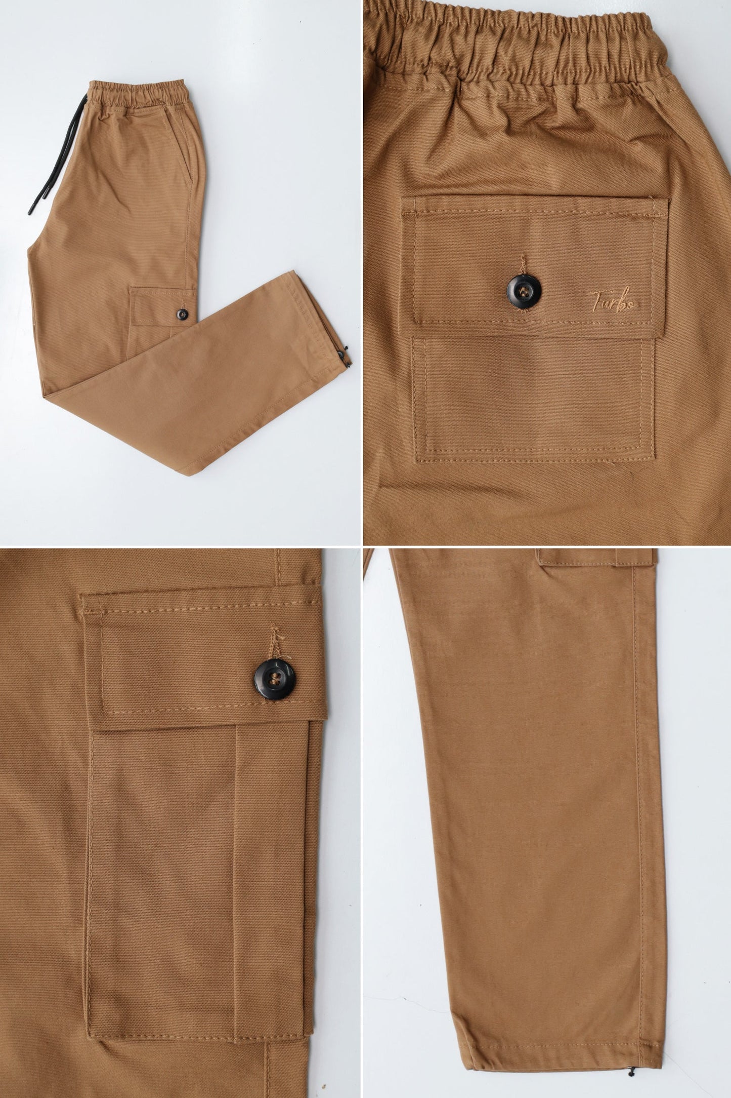 Turbo's 6 Pockets Loose Bottom Cargo Trouser In Camel