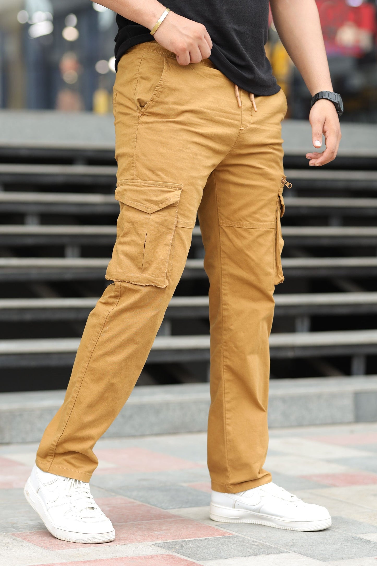 Turbo 'Recon' Division Zip-Detail Loose Bottom Cargo Trouser In Camel