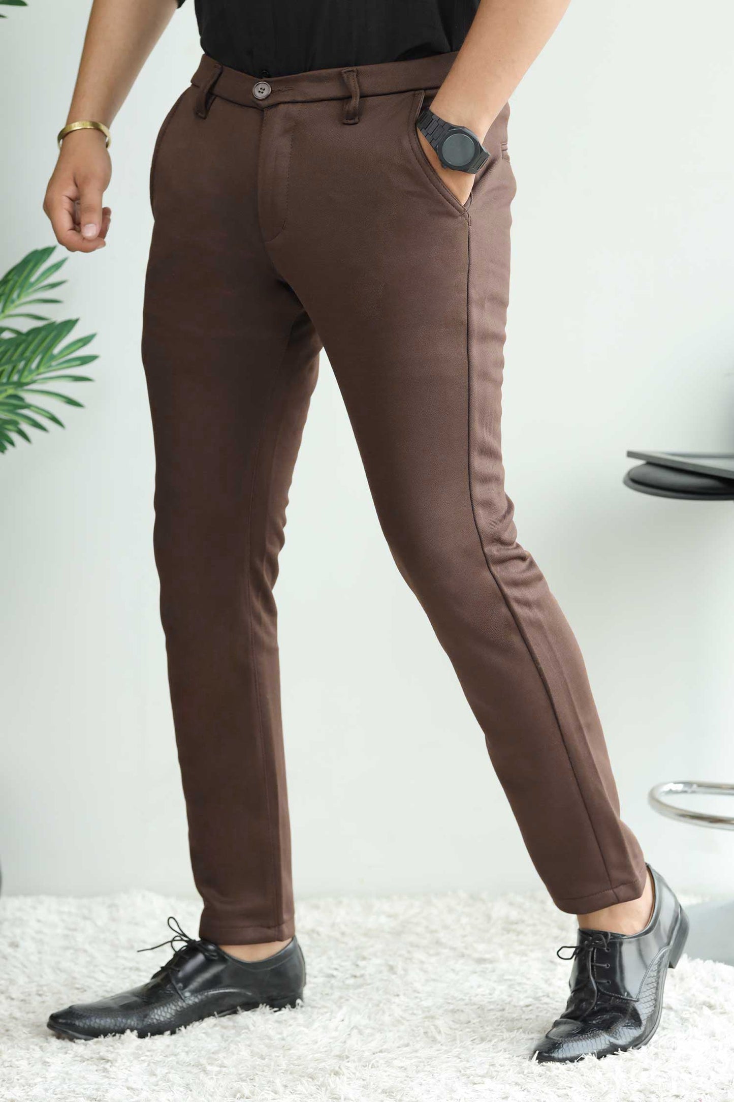 Elegant Self Texture Knitted Cotton Ankle fit Pant