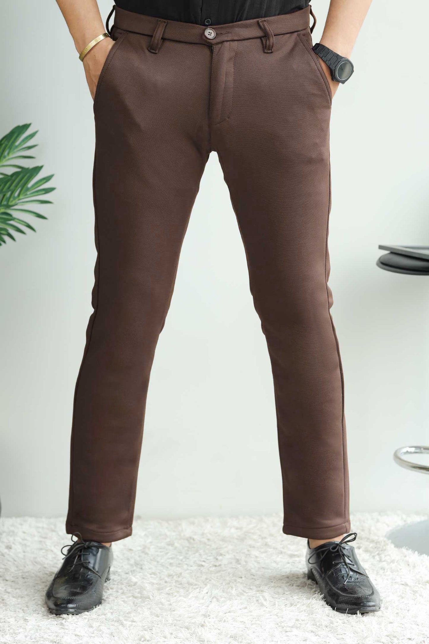Elegant Self Texture Knitted Cotton Ankle fit Pant